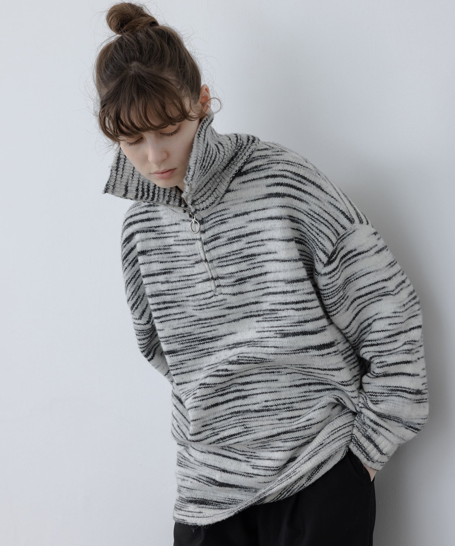 Half-Zip Oversized Polo Knit Pullover