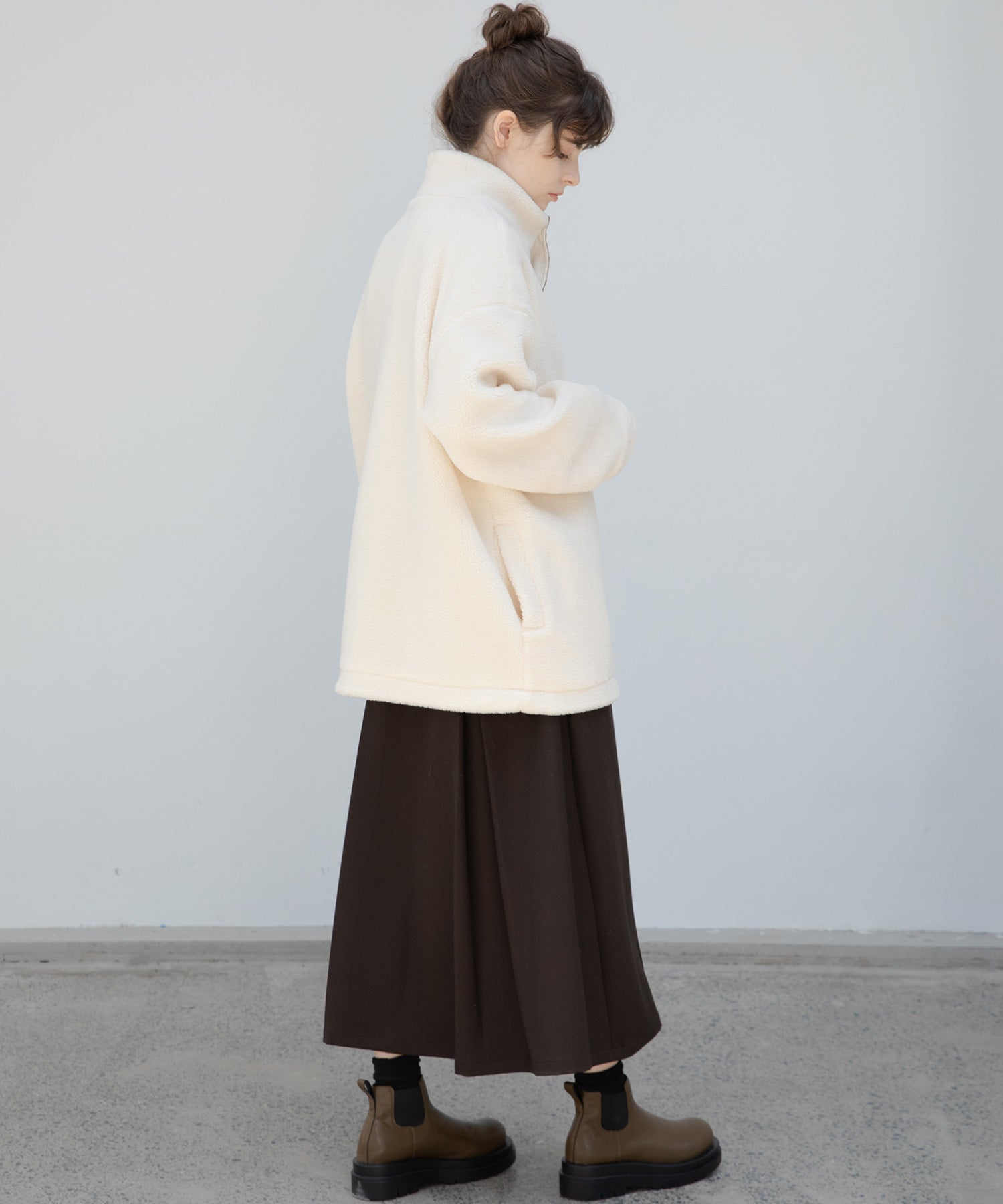 Center Line Knit Soft Boa Jacket
