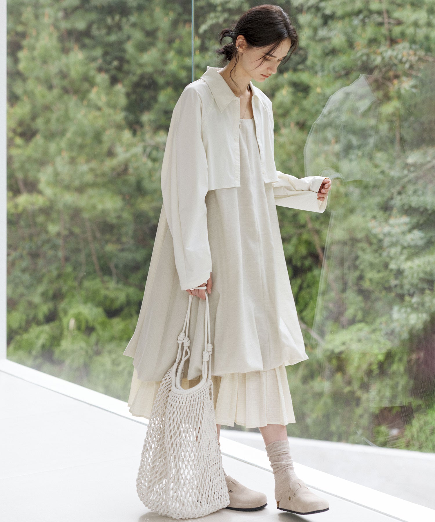 UPF50+ Cropped UV Shirt Jacket with Back Drawstring