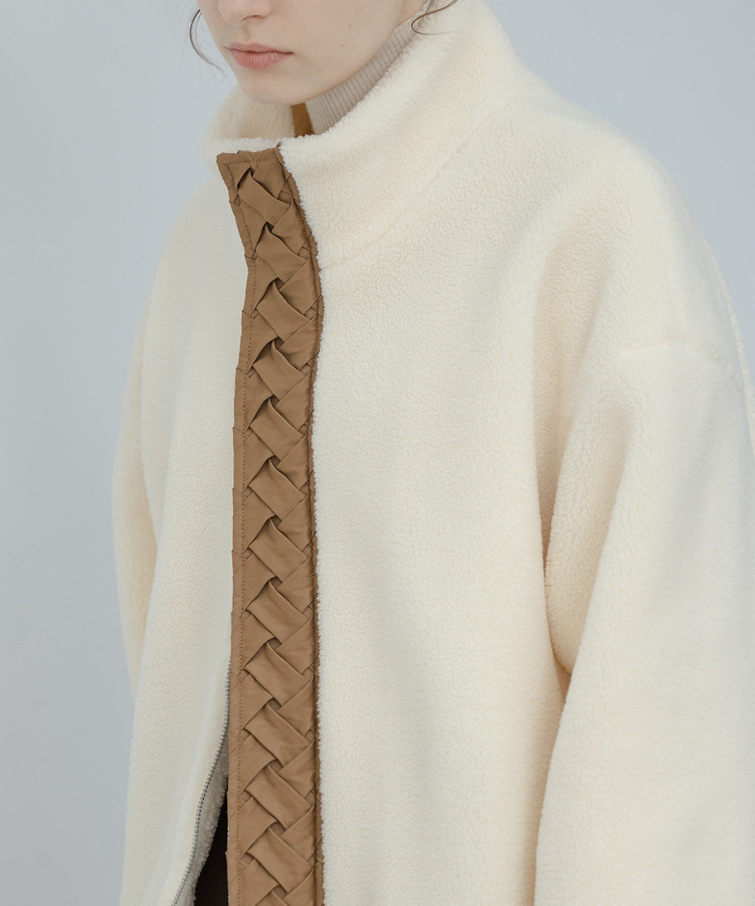 Center Line Knit Soft Boa Jacket