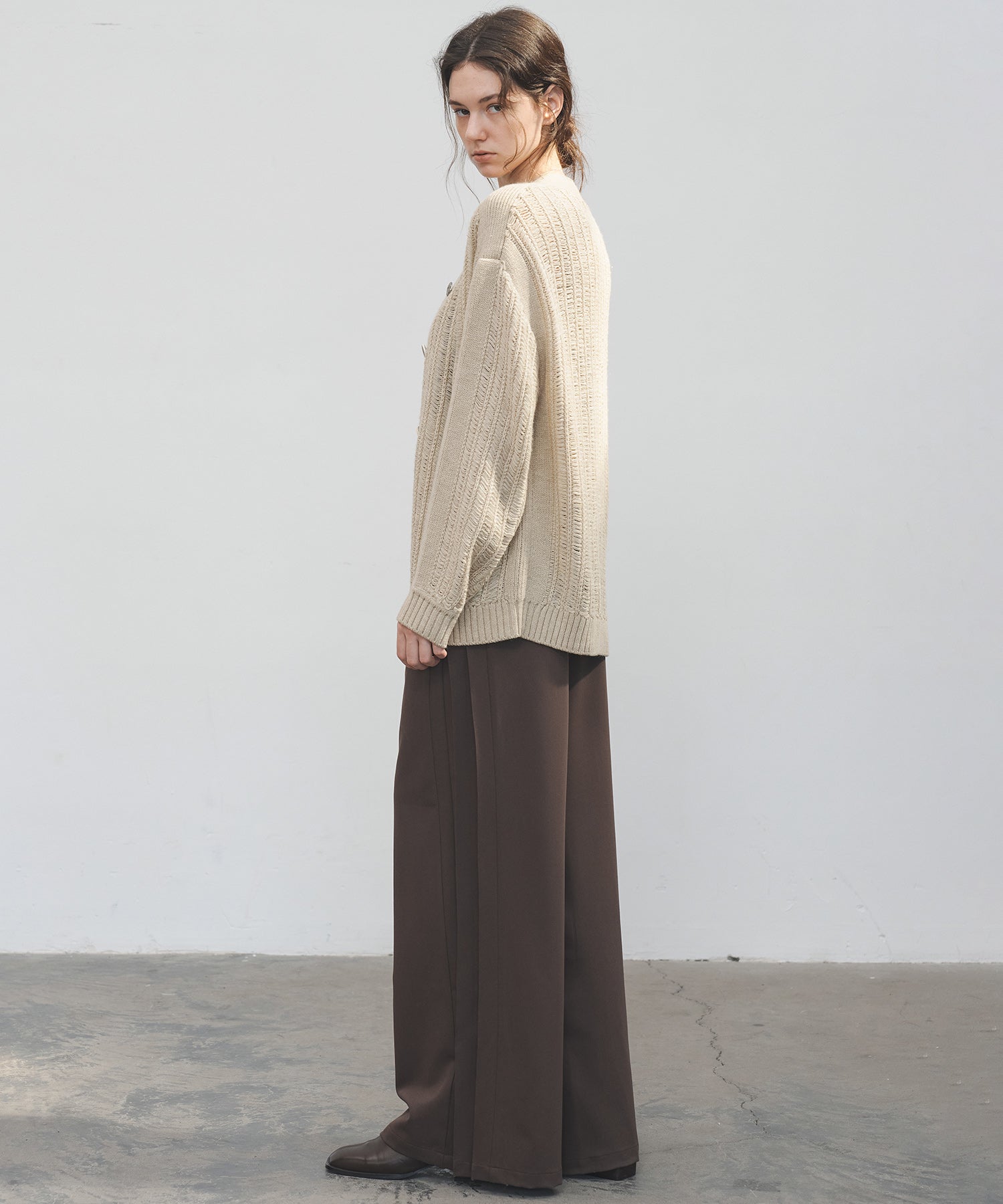 Accordion Pleat Wide-Leg Trousers