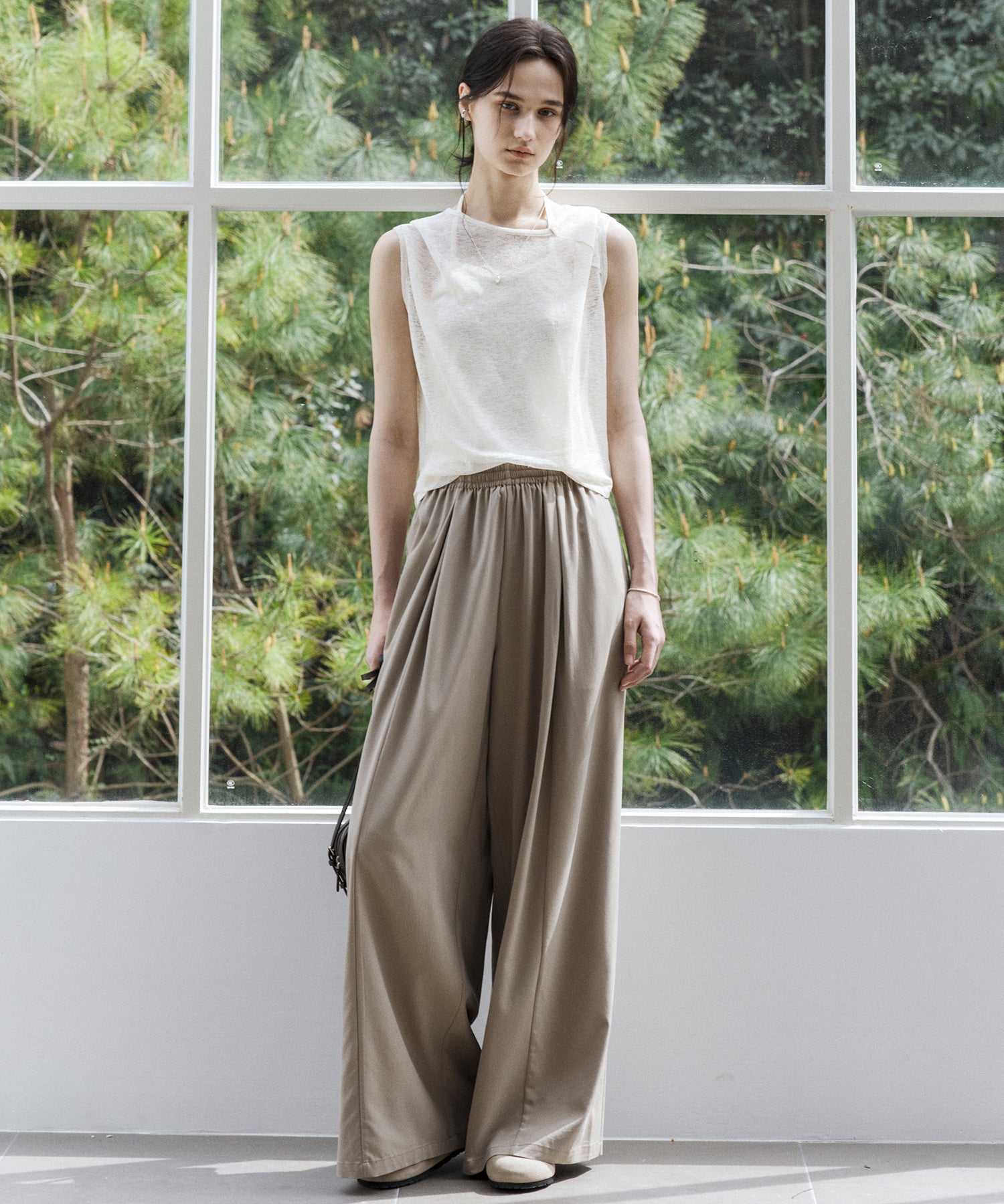 Asymmetric Neck Sheer Sleeveless tops – Relaxed Fit