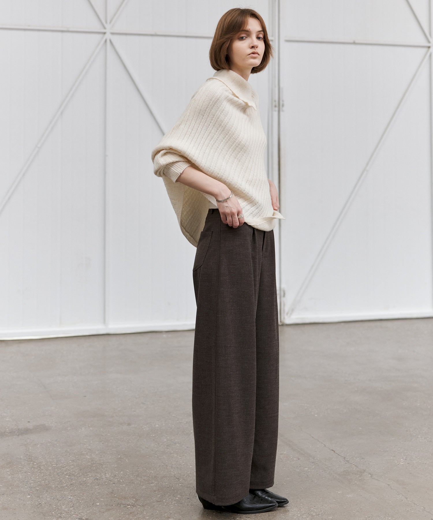 Asymmetric Textured Knit Sweater