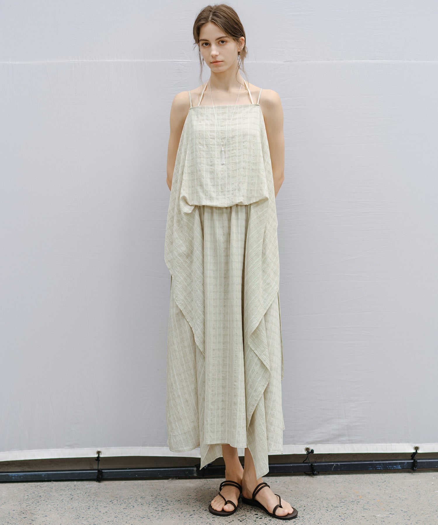 Textured Crepe Slip Dress