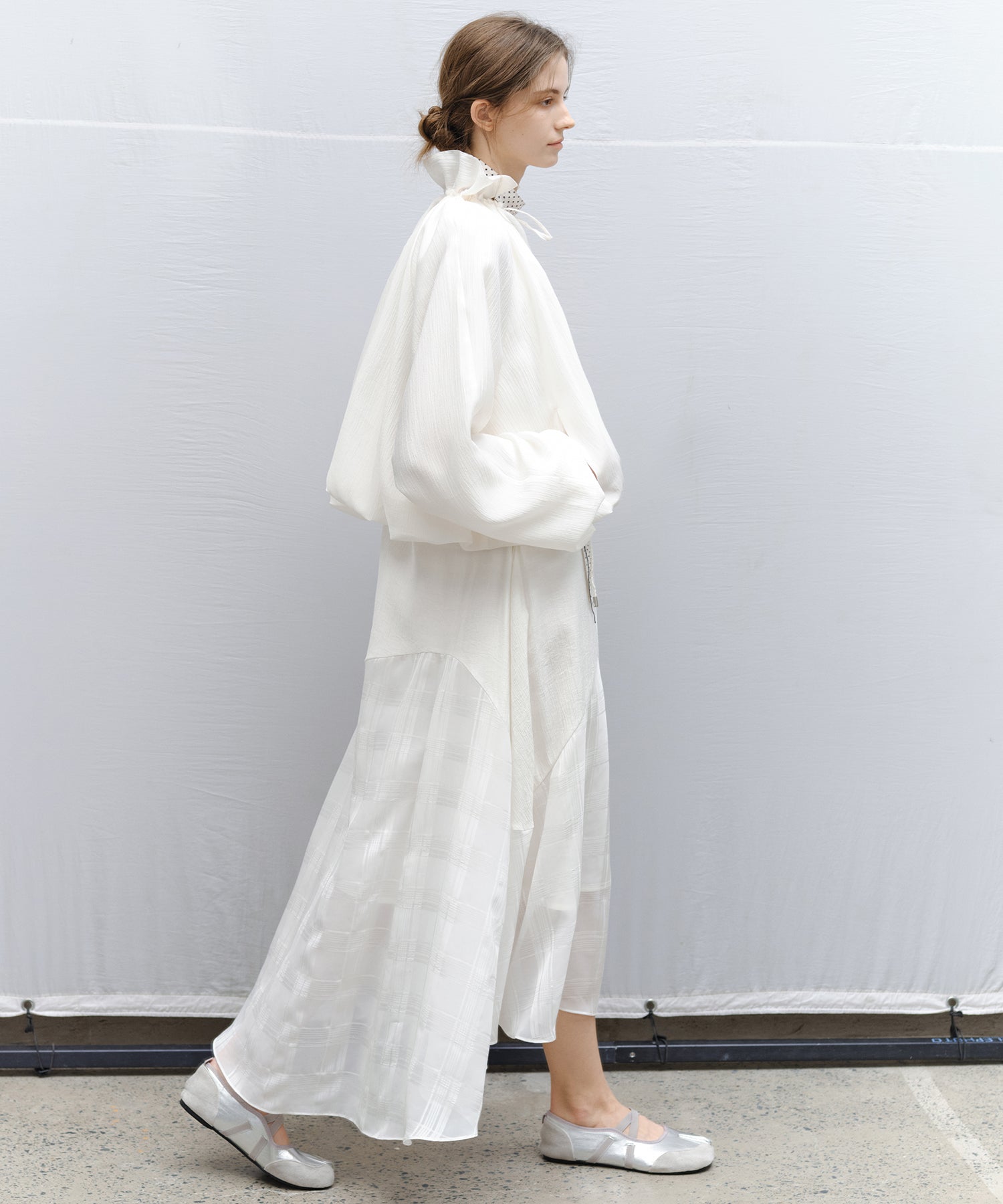 Sheer Gathered Neck Light Jacket