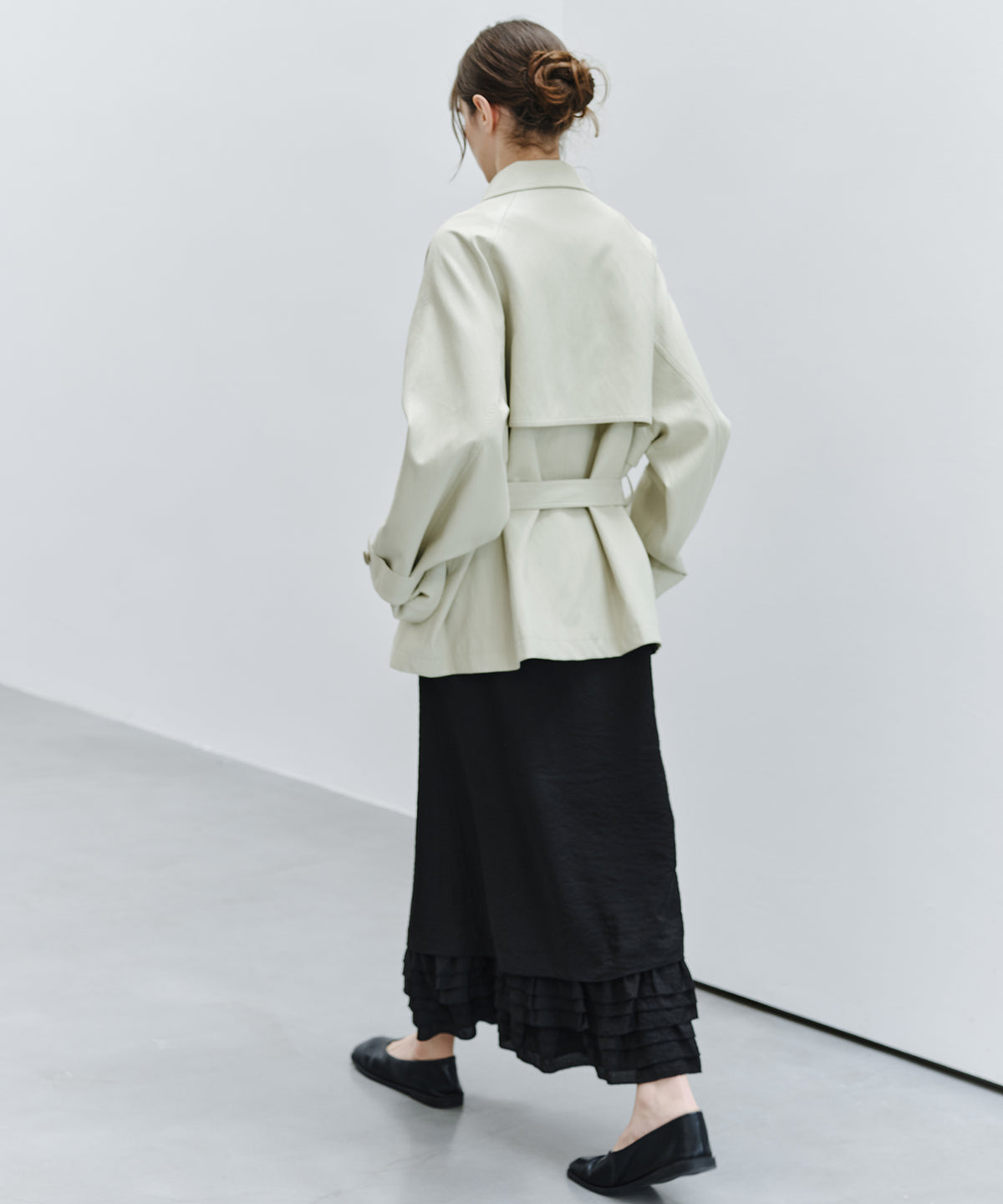 「9月下旬出荷予定」Layered Frill Hem Easy Long Skirt