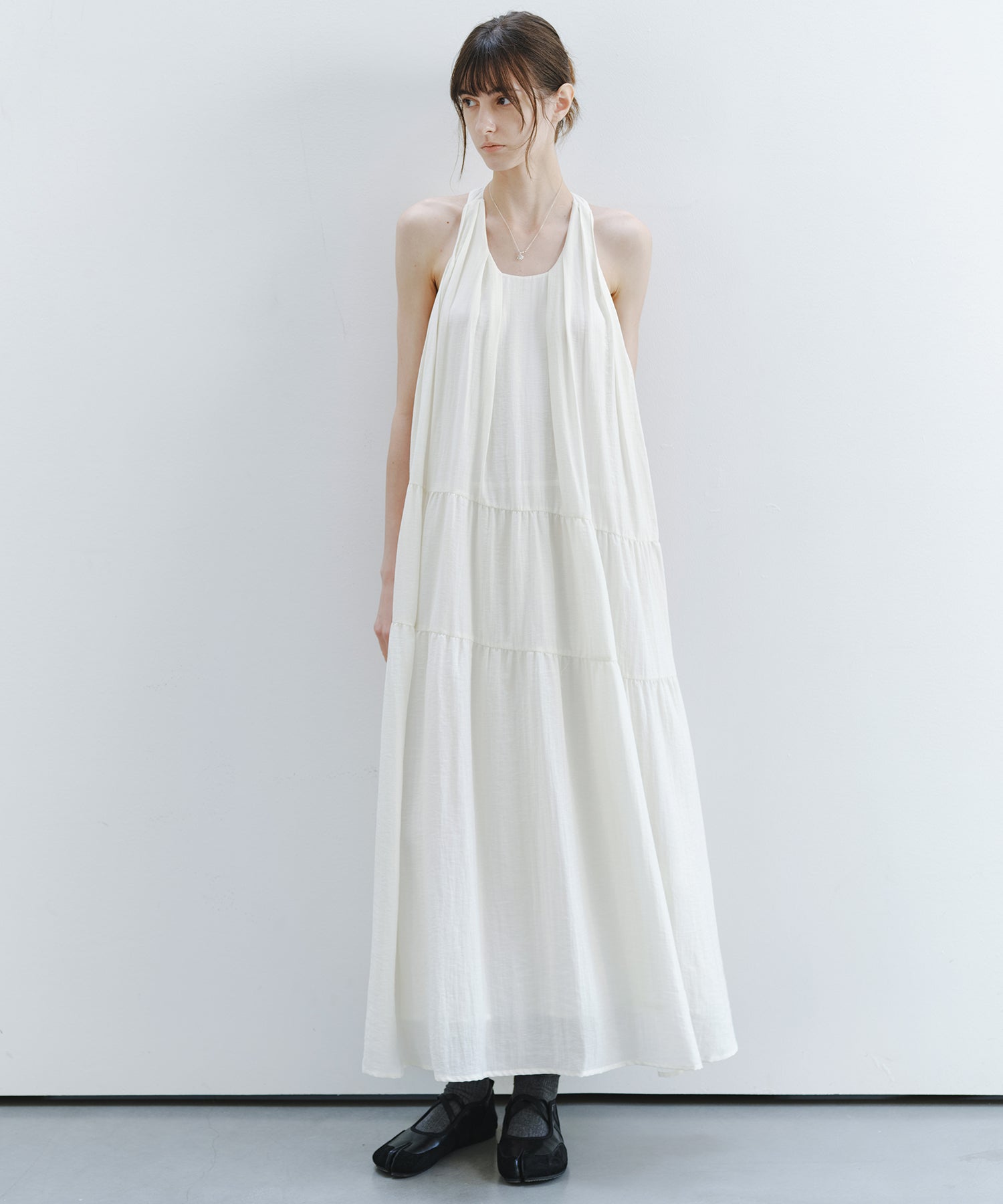 「7月上旬~中旬出荷」Halter Neck Tiered Maxi Dress