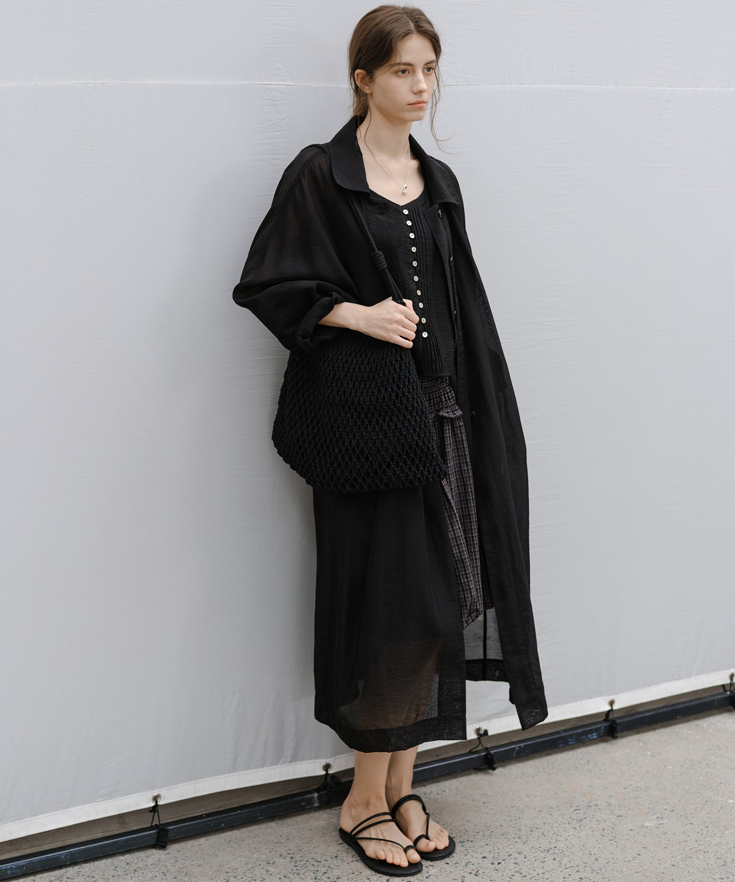 Silk Blend Sheer Long Coat
