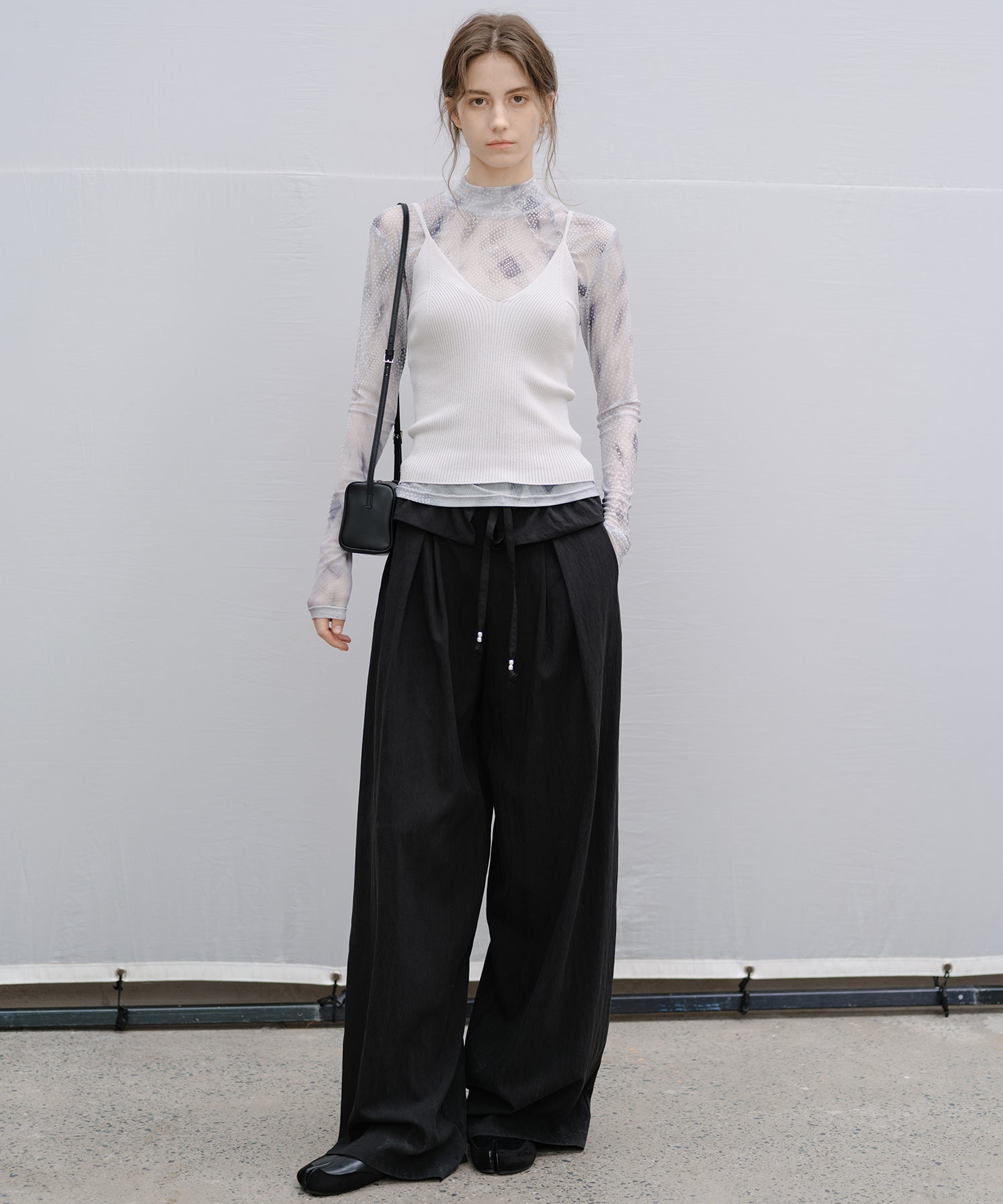 "Shipping from late February to early March" Curved Wide-Leg Drawstring Pants