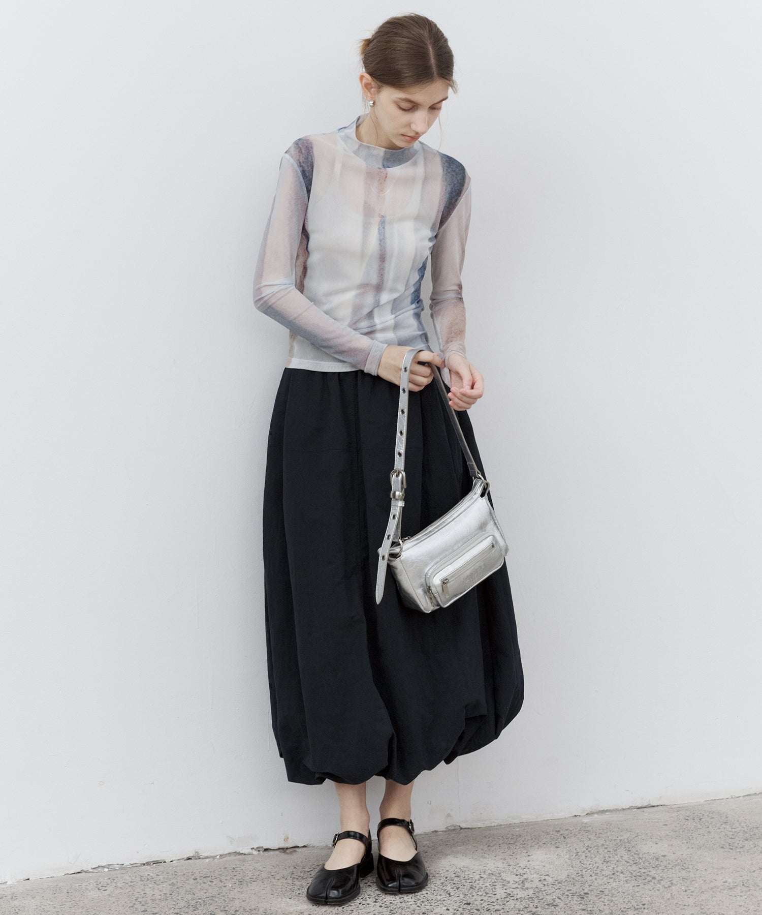 Structured Balloon Silhouette Long Skirt