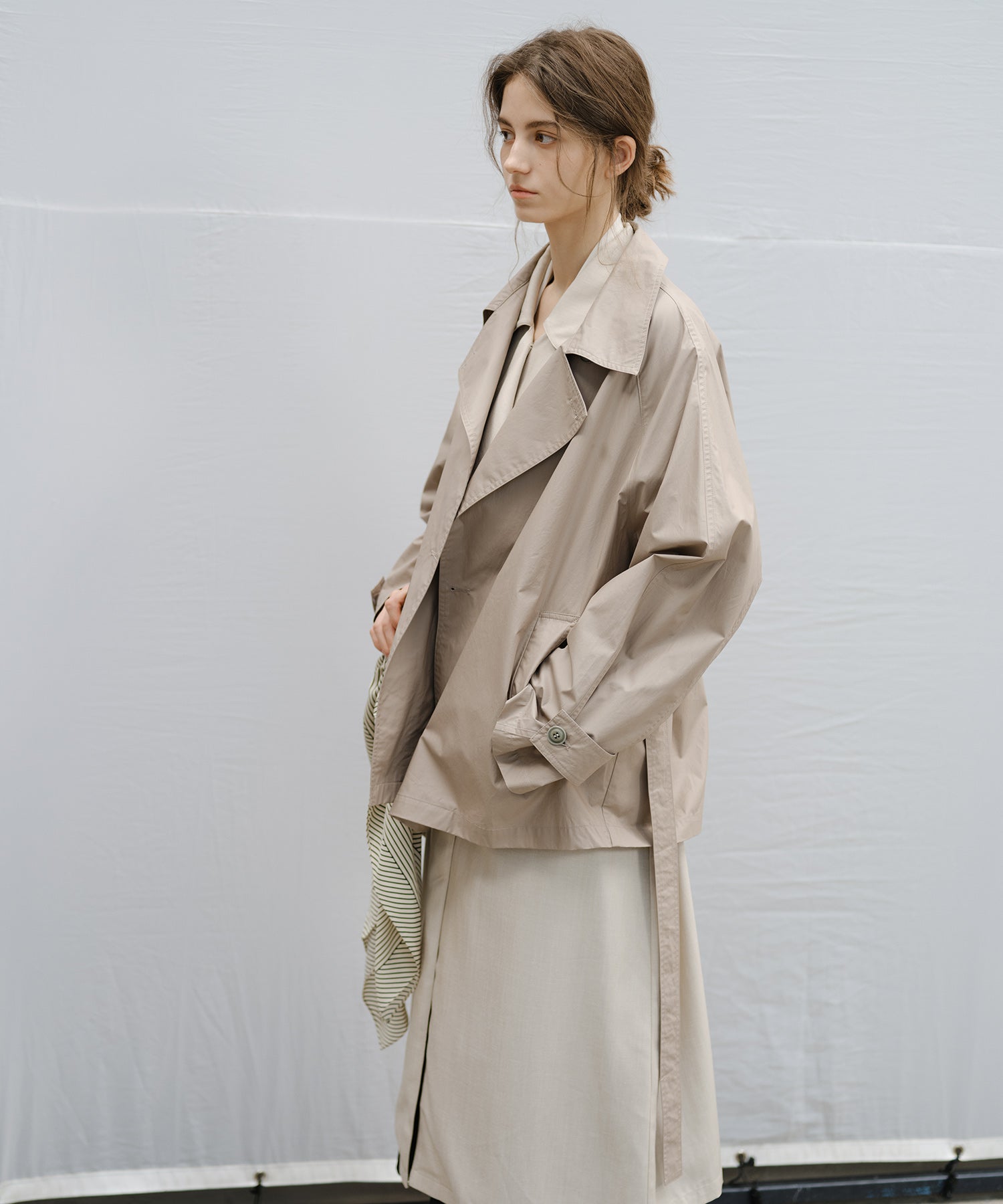 "Shipping from late February to early March" Belted Cropped Trench Jacket