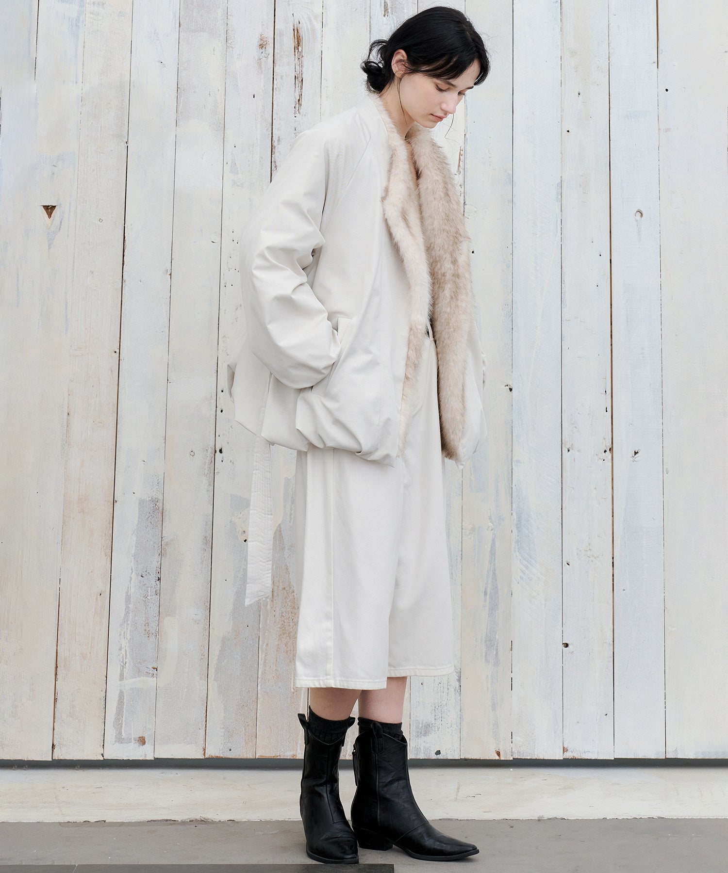 Faux Fur Collar Balloon Down Jacket