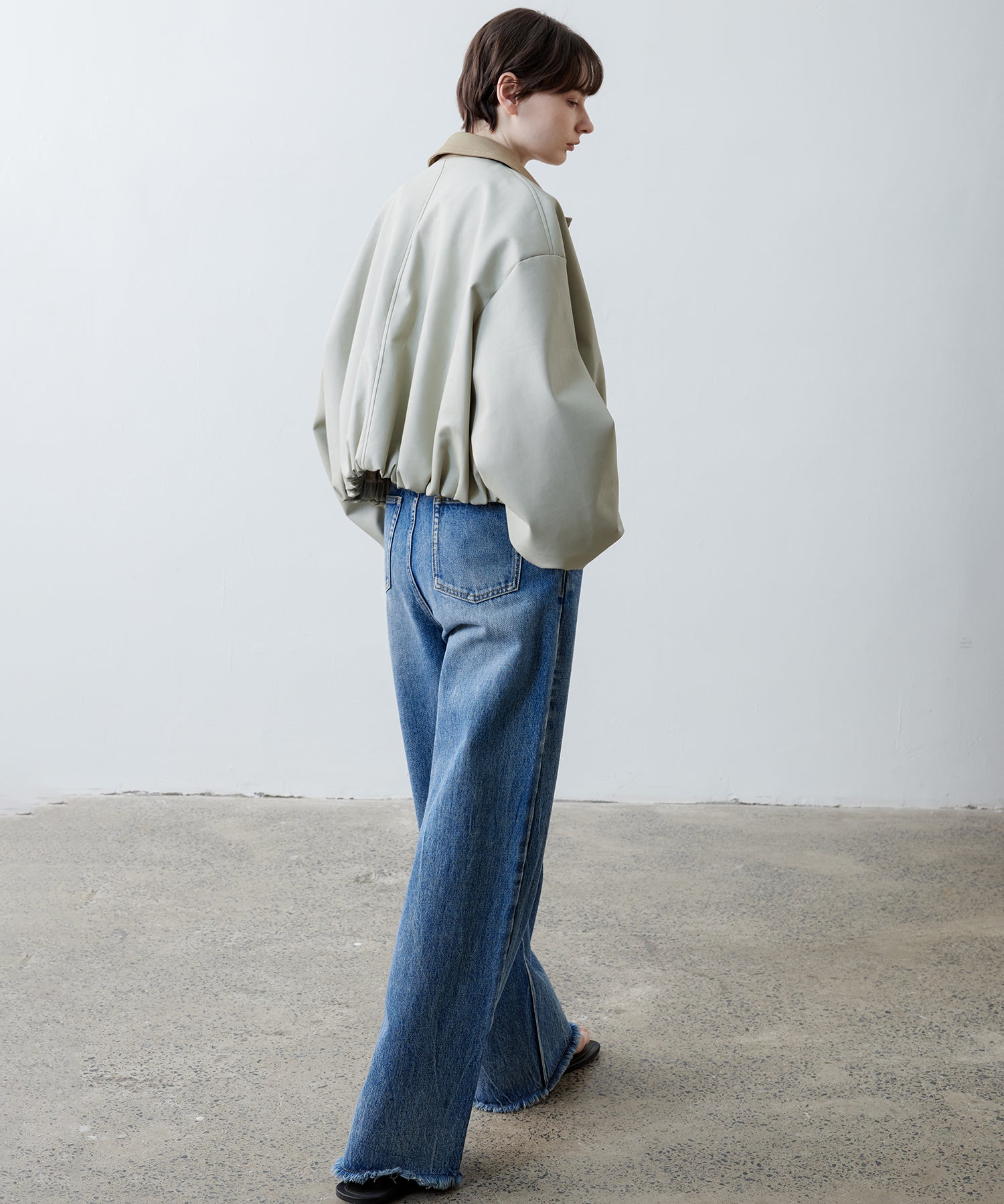 Contrast Collar Cropped Faux Leather Jacket