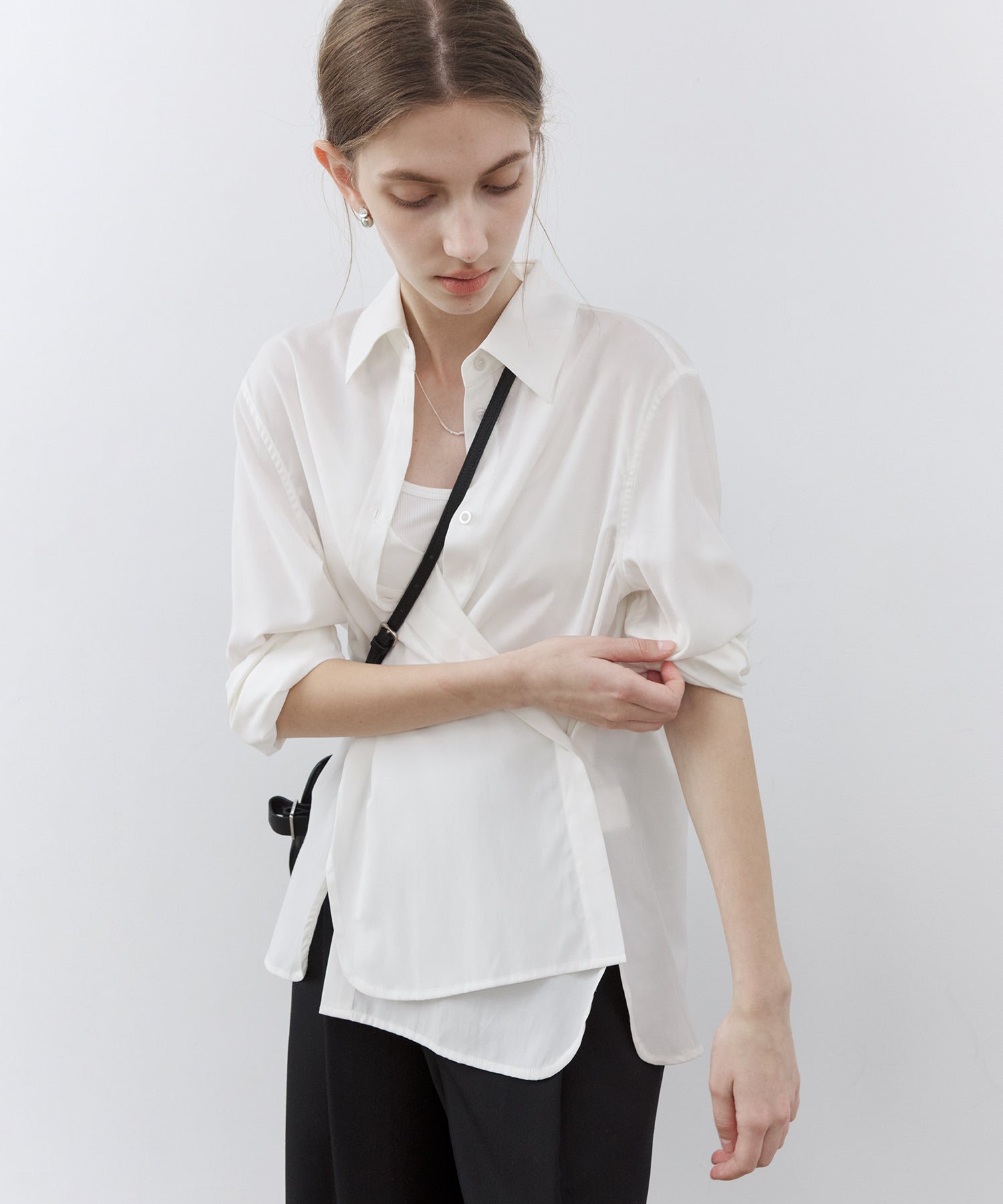 2-Way Asymmetric Button Long Sleeve Shirt
