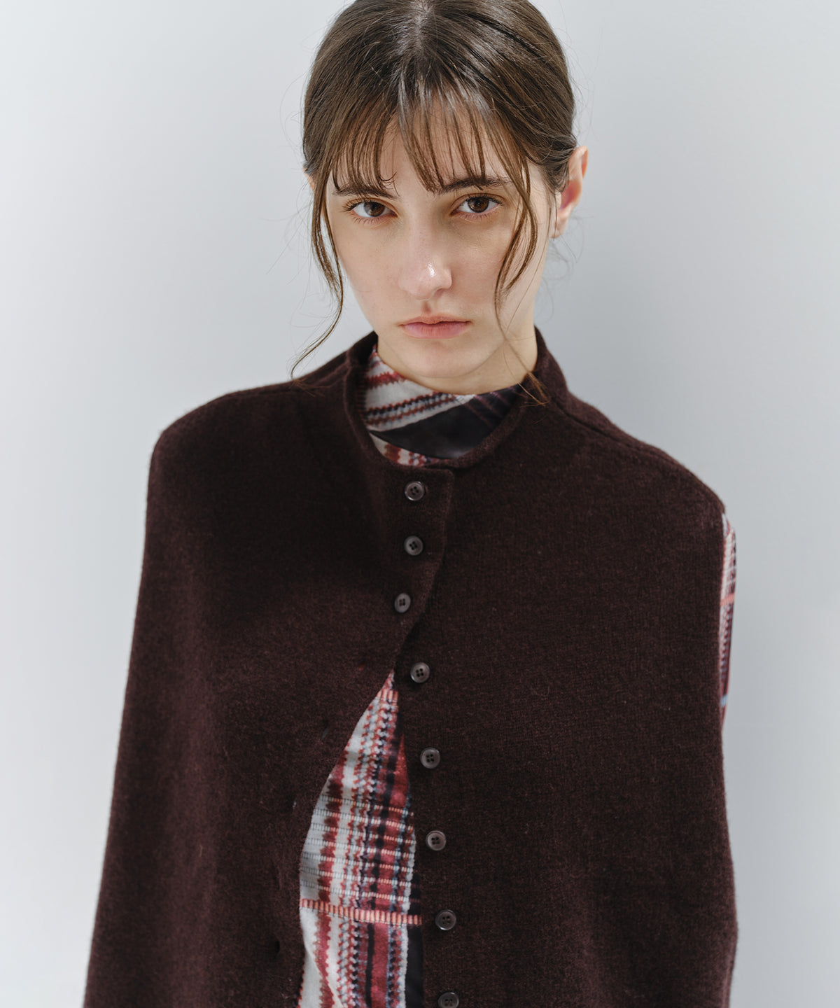 「10月下旬出荷予定」100% Wool High Neck Button Knit Vest