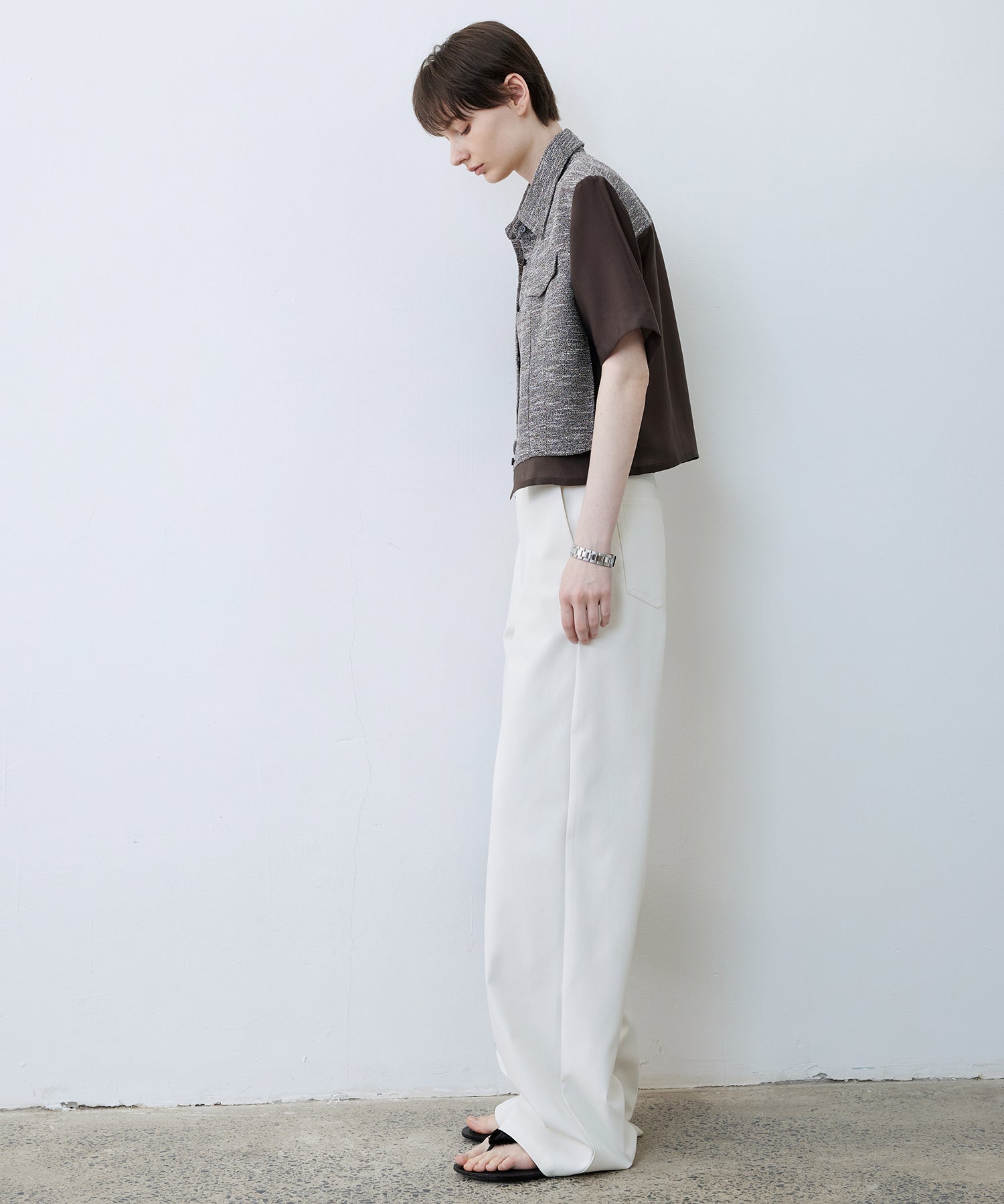 Textured Combo Cropped Shirt