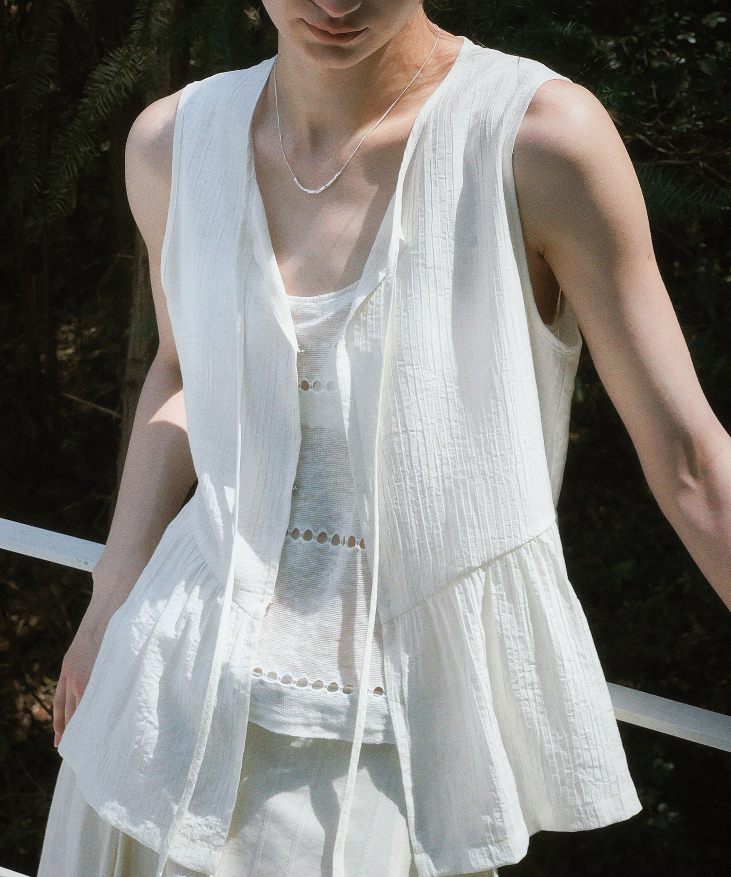 Sleeveless Gathered Blouse Vest