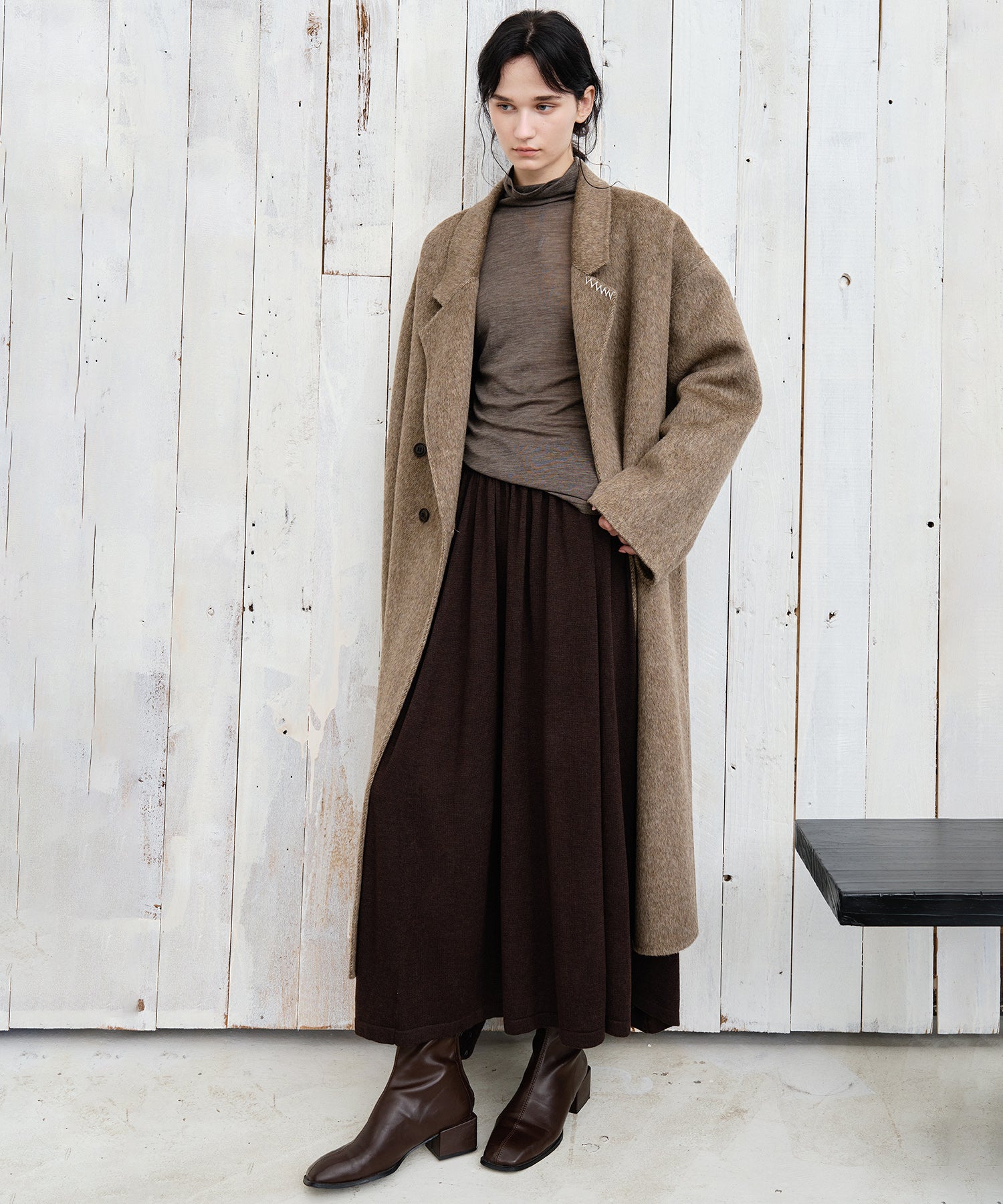 100% Wool Double-Face Long Lapel Overcoat