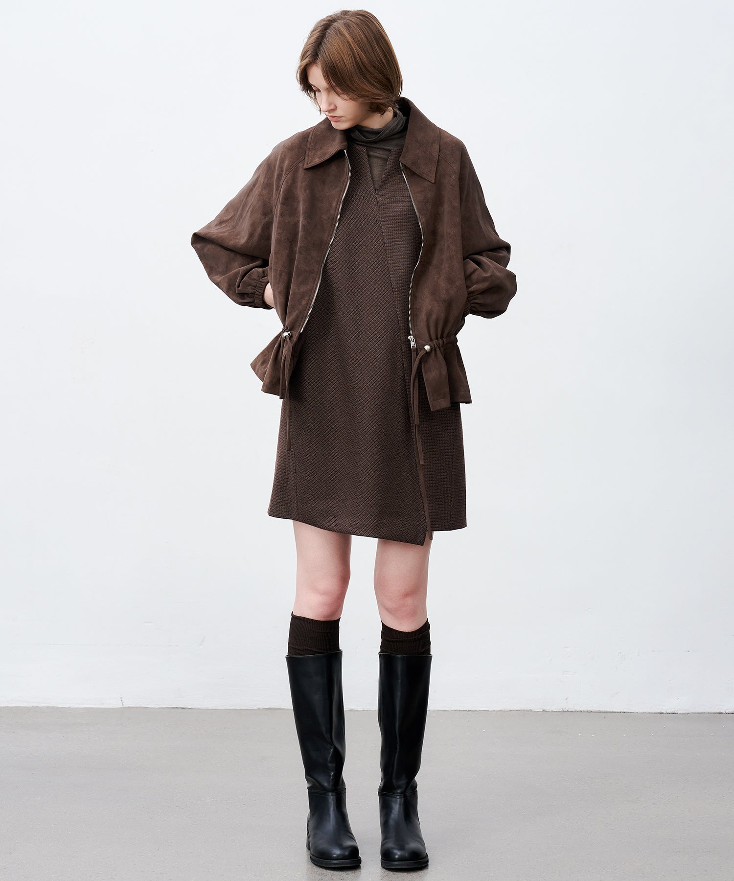 Jacquard Check Straight Jumper Dress