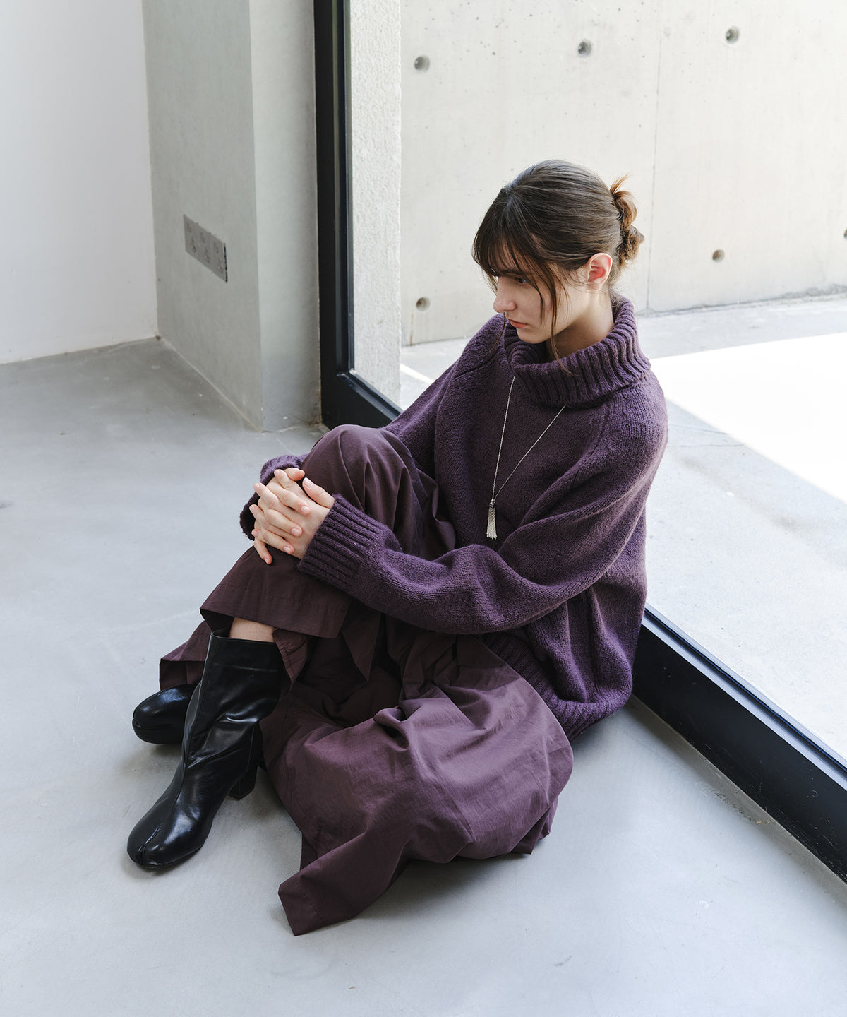 「11月下旬出荷予定」Turtleneck Raglan Knit Sweater