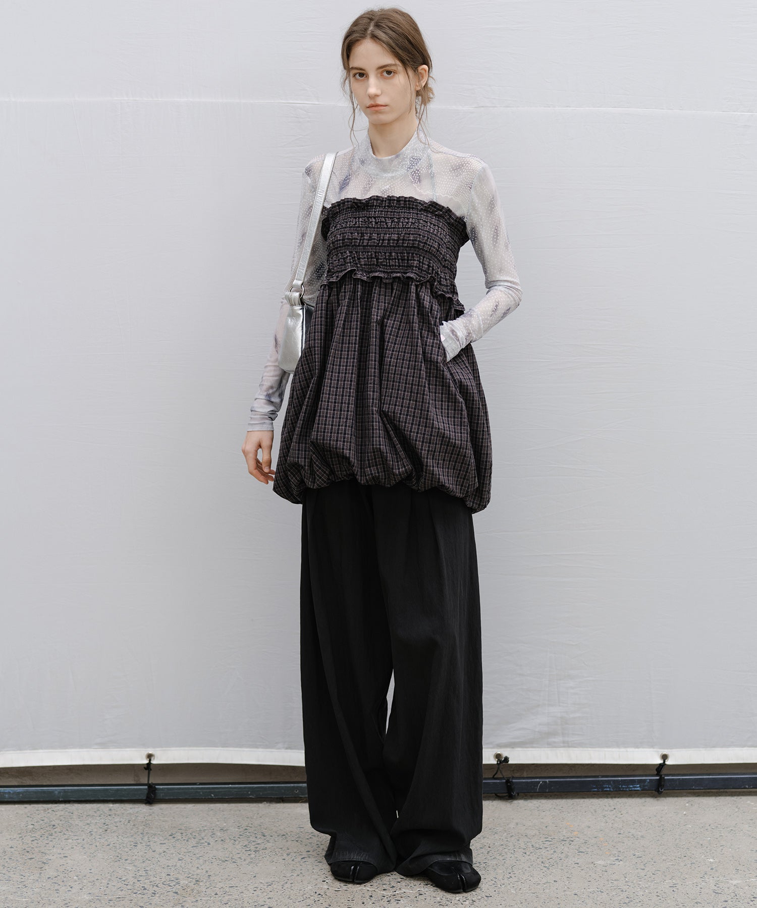 "Shipping from late February to early March" Abstract Print Sheer Mesh Top