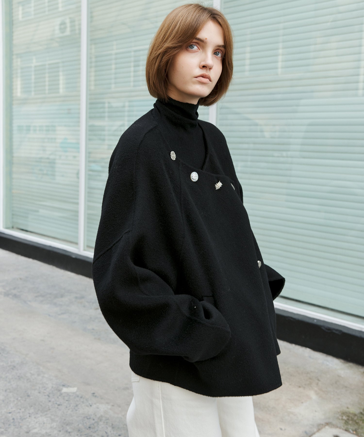 100% Wool Multi-Button Double-Face Short Coat