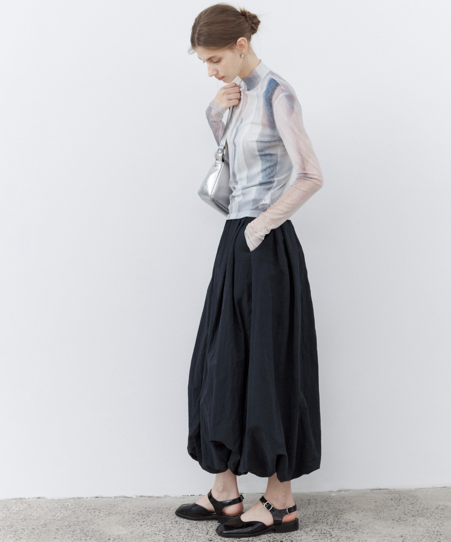 Structured Balloon Silhouette Long Skirt