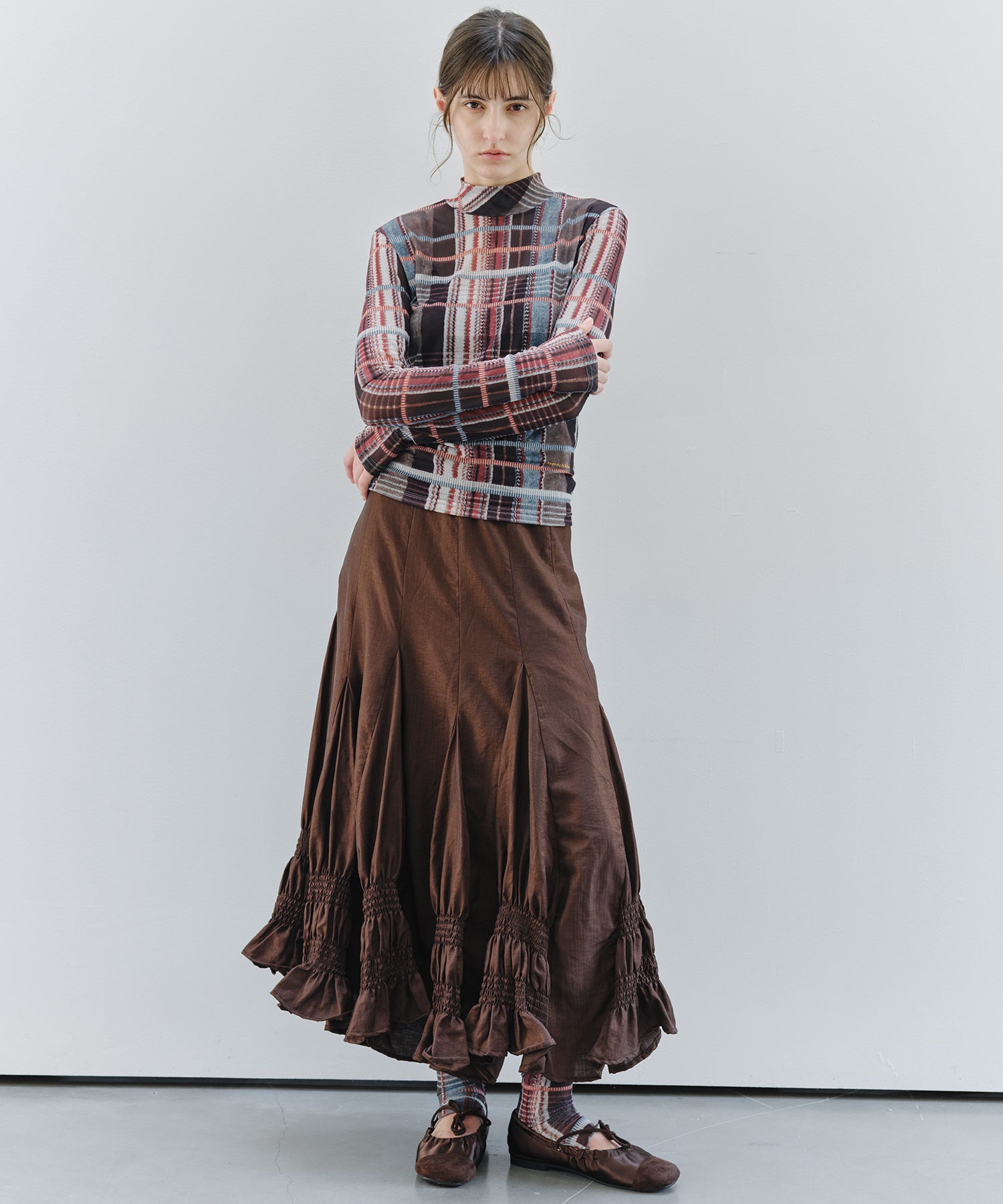 「9月下旬出荷予定」Vintage Check Sheer Leg Warmers