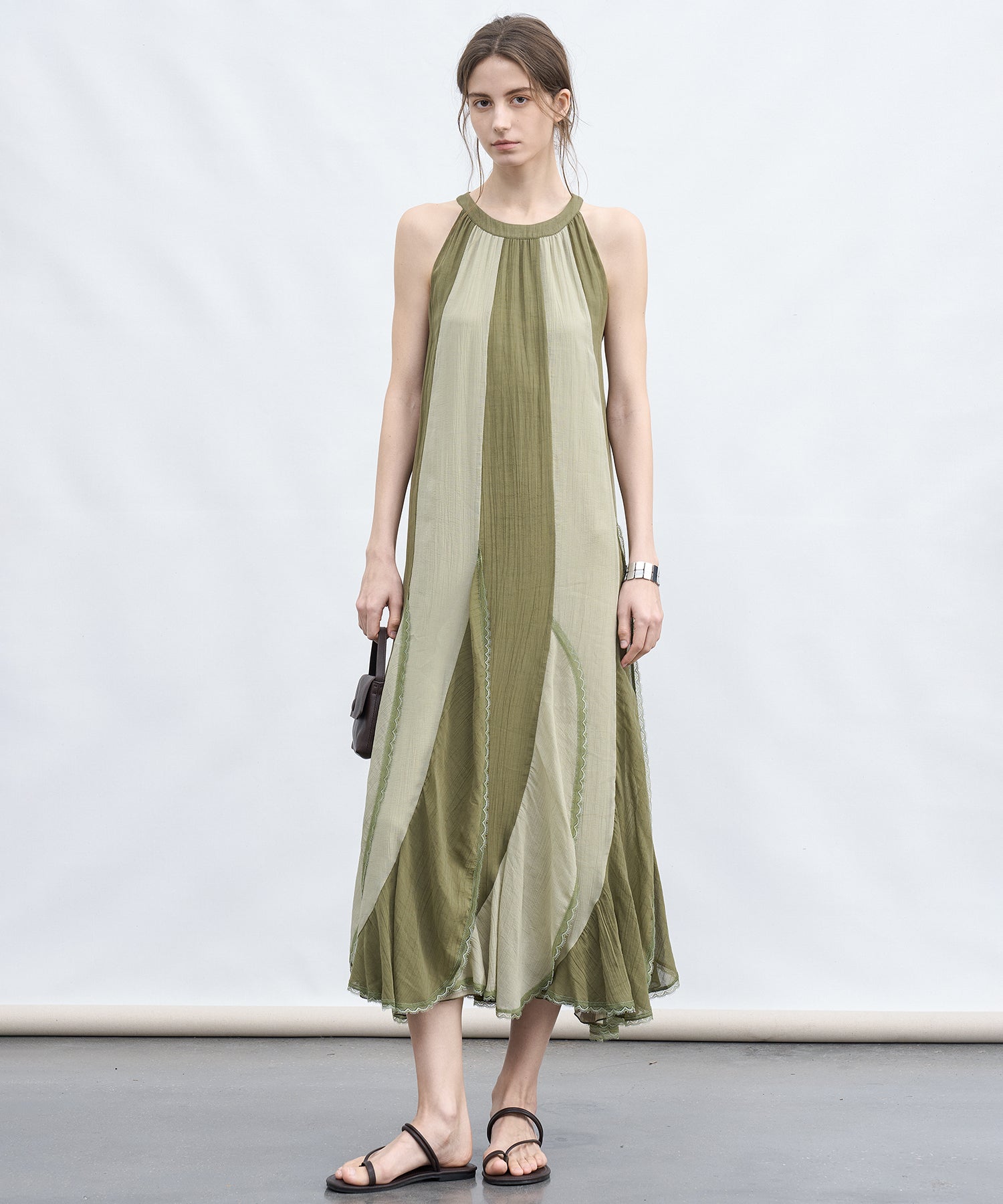 「6月上旬~中旬出荷」Color Block Layered Sleeveless Dress