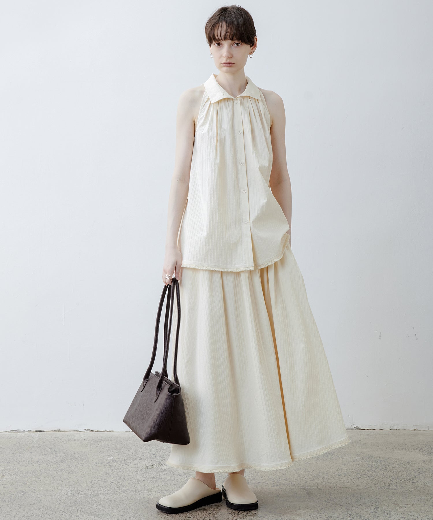 Textured Jacquard Fringe Hem A-Line Skirt