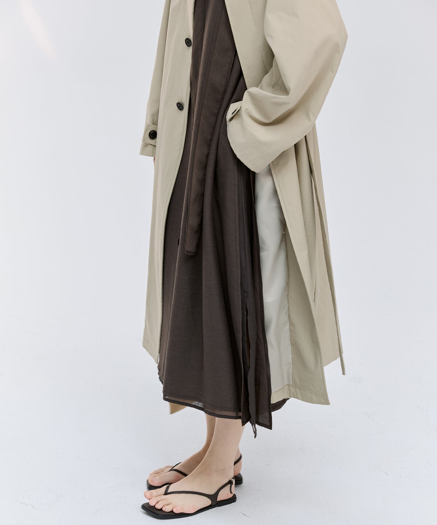 Acetate-Blend V-Neck Ribbon Detail Sleeveless Dress