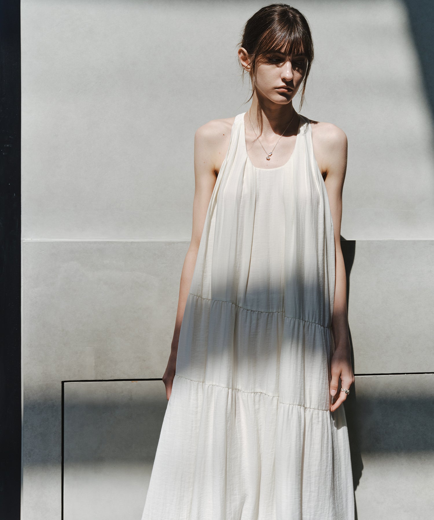 「7月上旬~中旬出荷」Halter Neck Tiered Maxi Dress