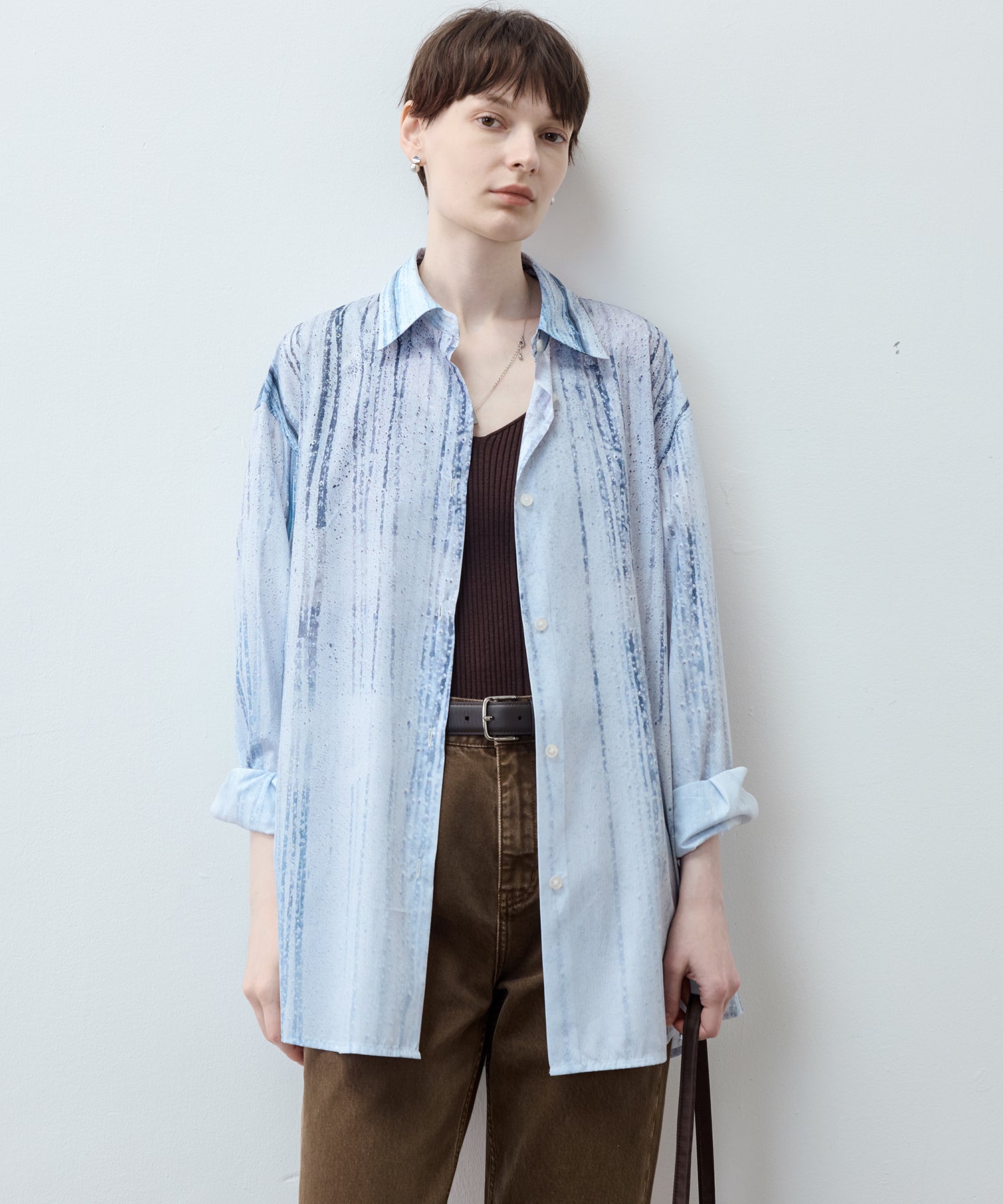 UPF50+ Rain Art Sheer Oversized Shirt