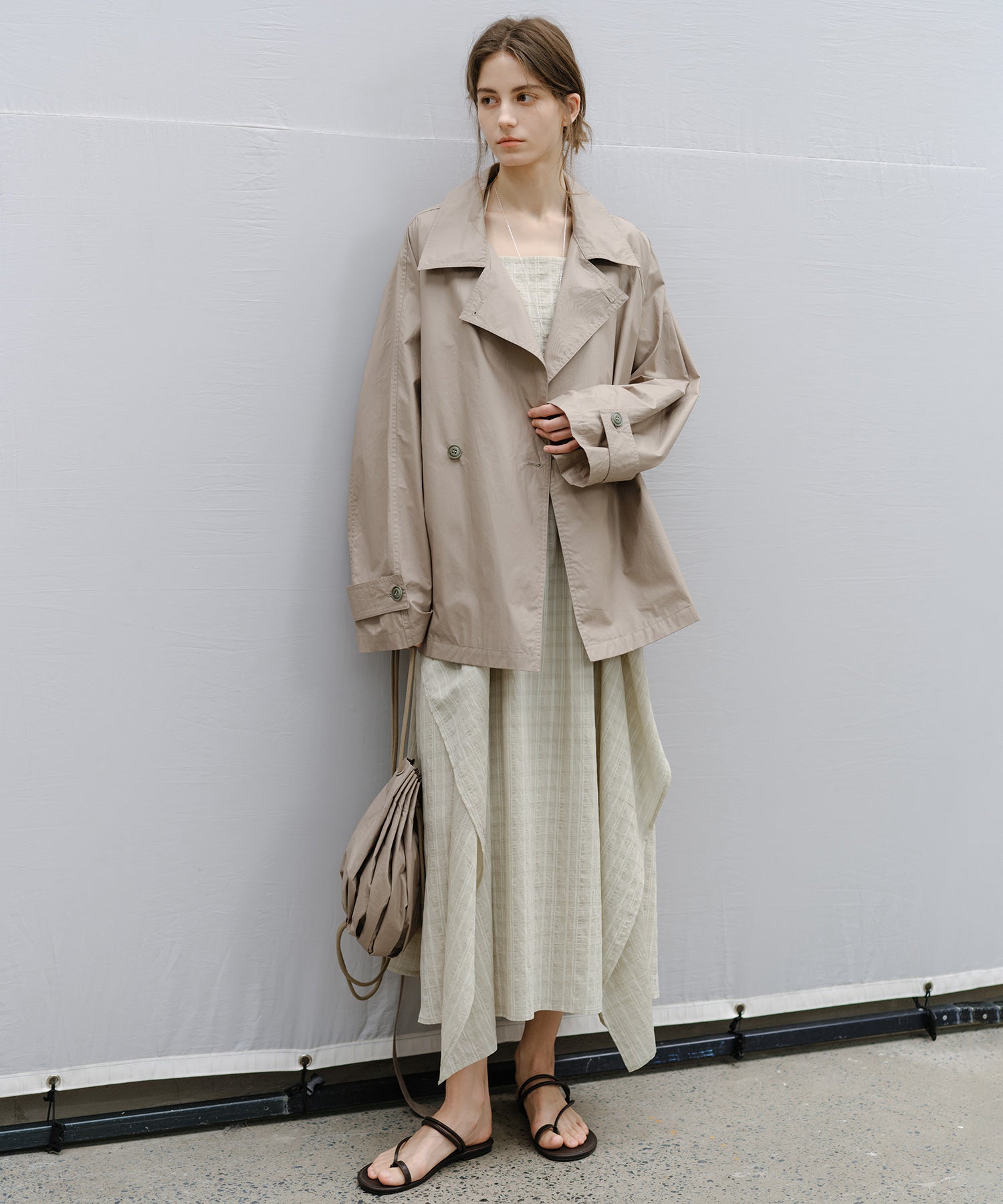 "Shipping from late February to early March" Belted Cropped Trench Jacket