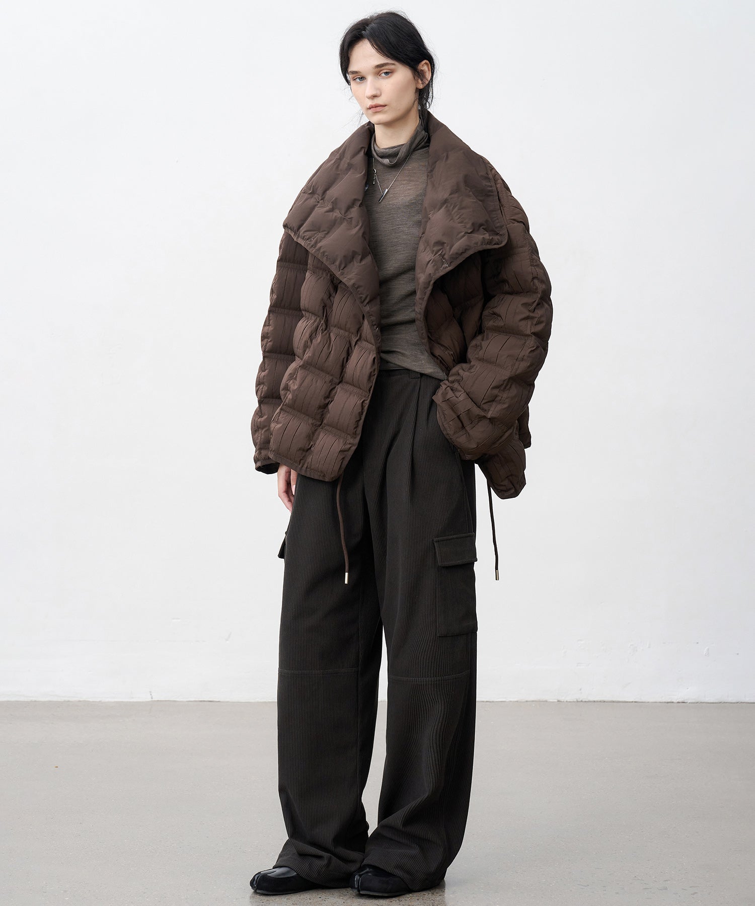 Crinkled Stand Collar Down Jacket