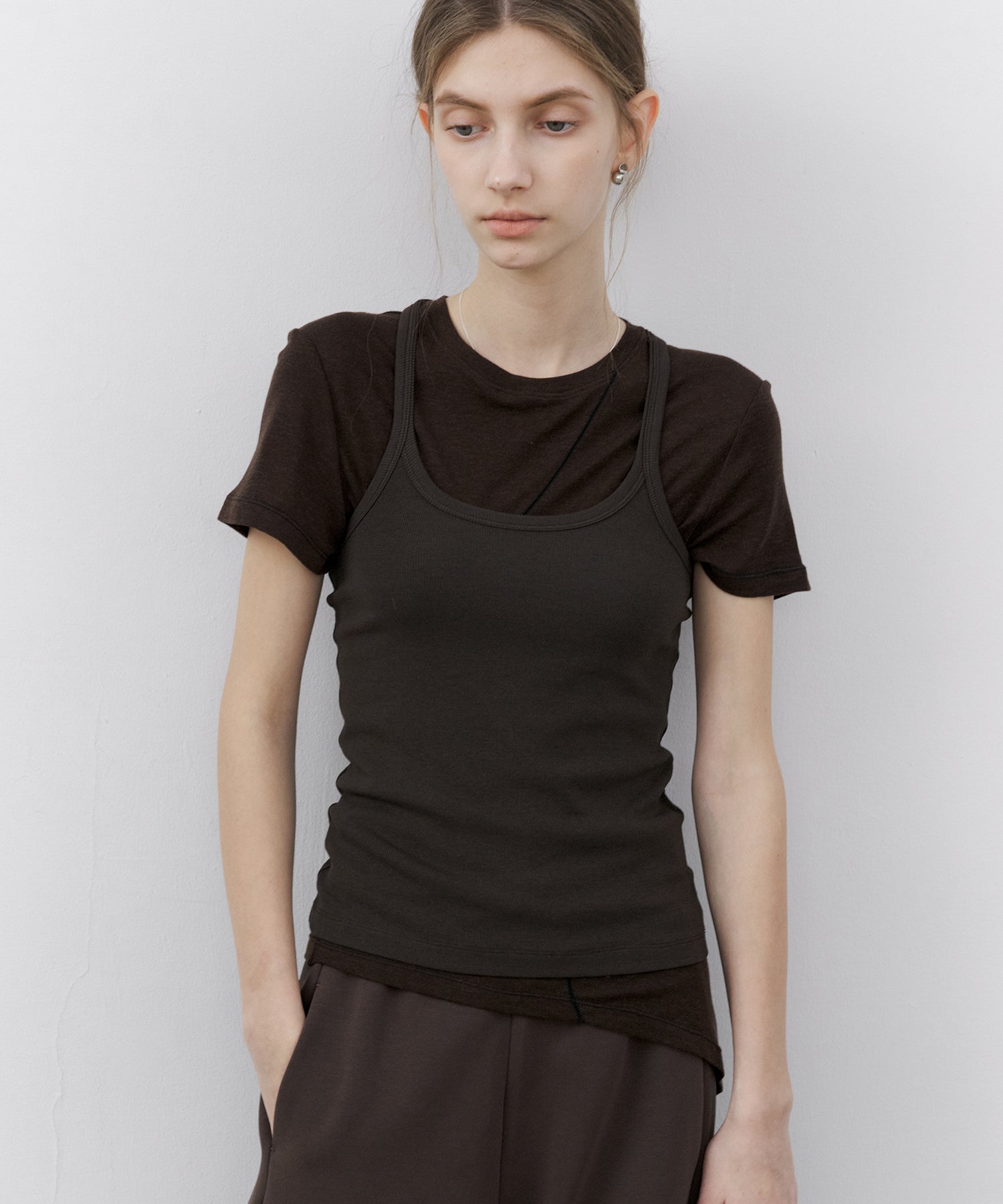 Stretch Ribbed U-Neck Tank Top