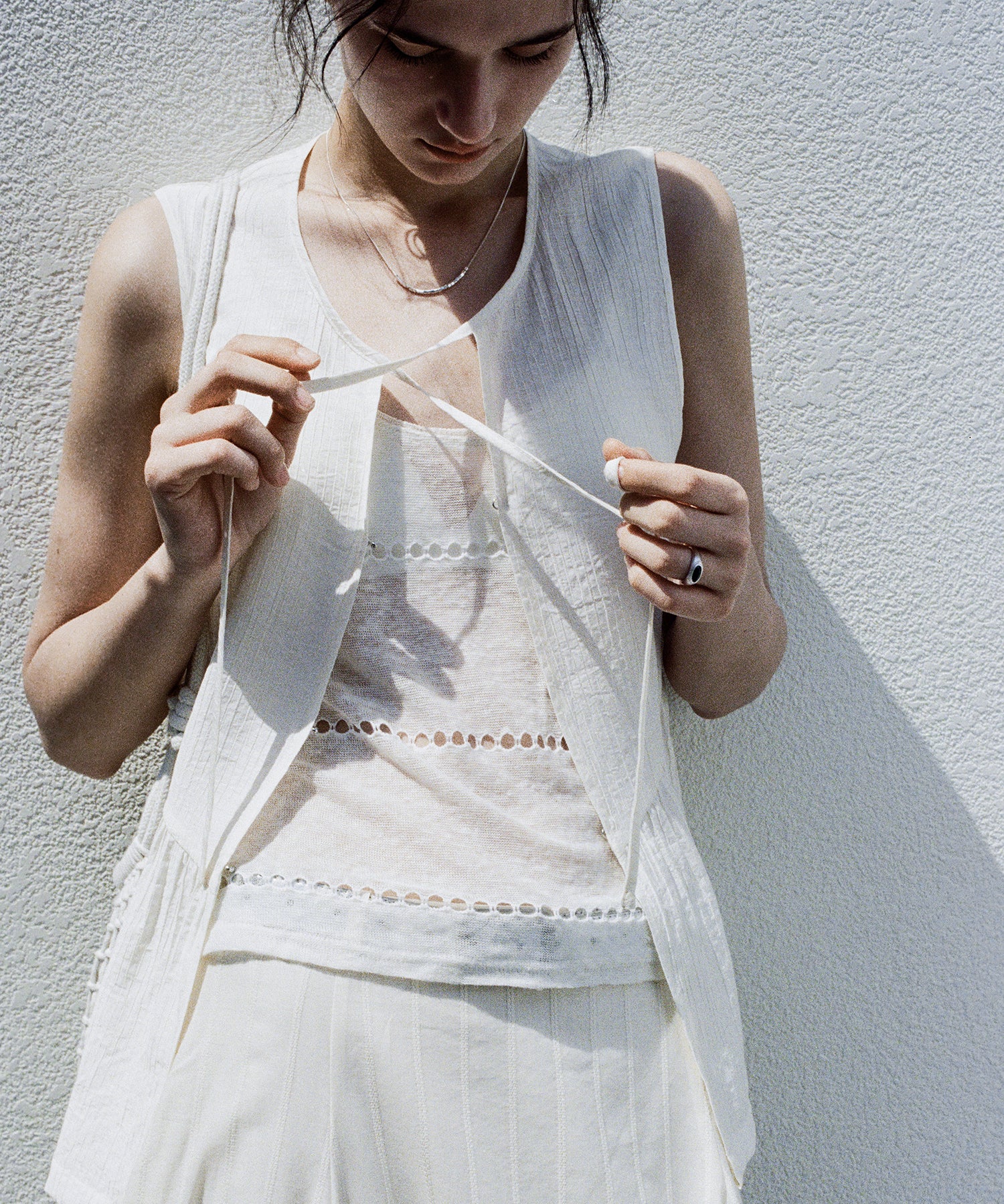 Sleeveless Gathered Blouse Vest
