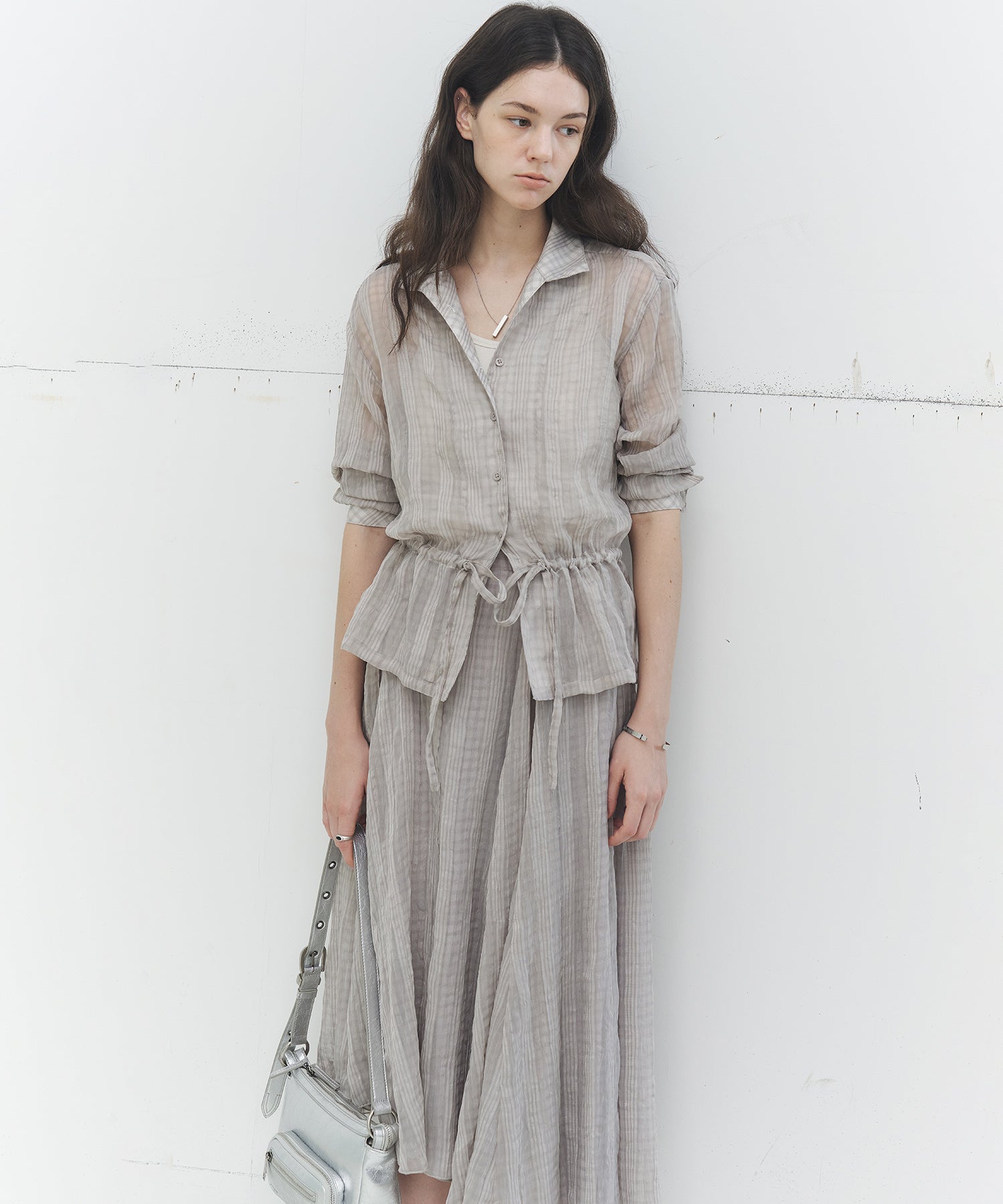 Drawstring Crinkled Check Shirt Jacket – Oversized Fit