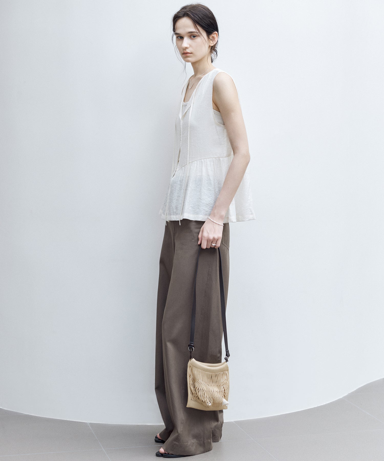 Sleeveless Gathered Blouse Vest
