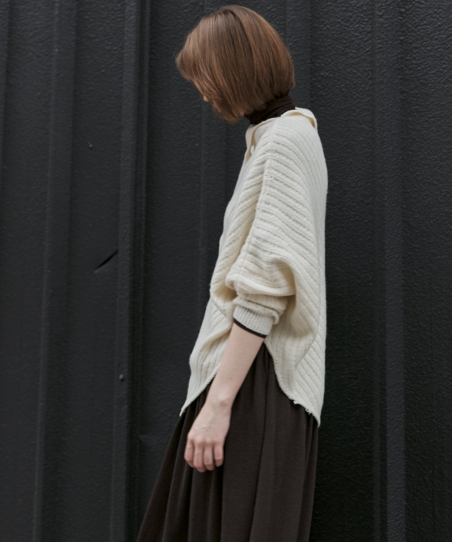 Asymmetric Textured Knit Sweater