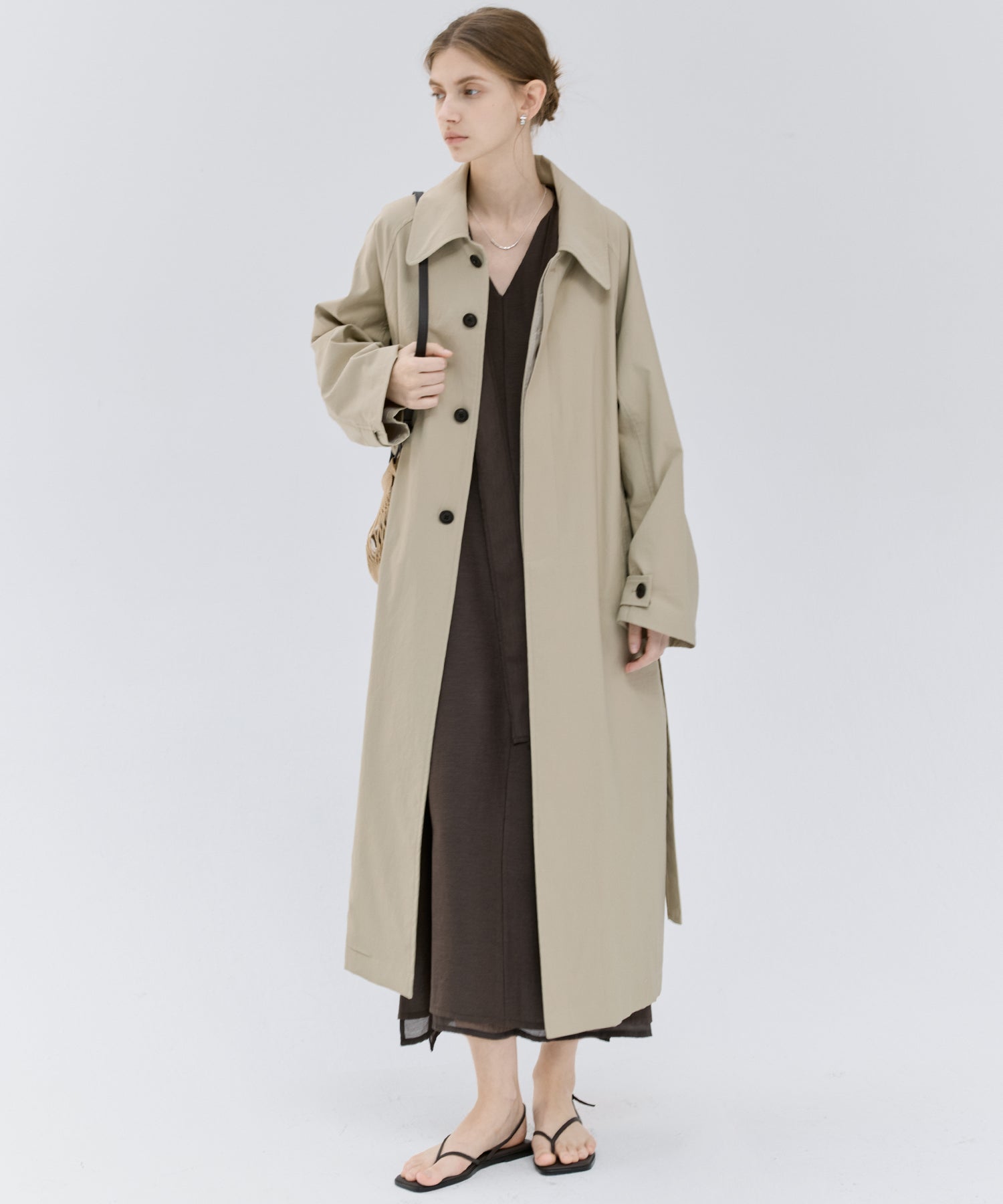 Acetate-Blend V-Neck Ribbon Detail Sleeveless Dress