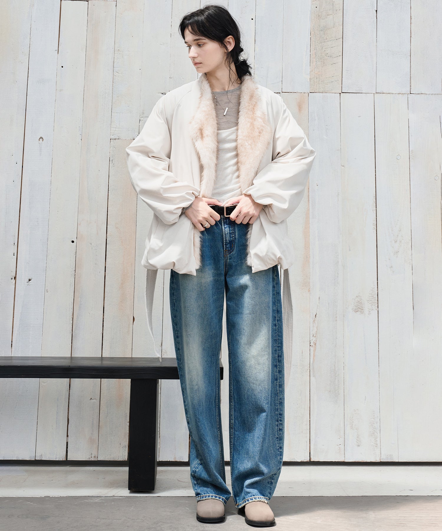 Faux Fur Collar Balloon Down Jacket