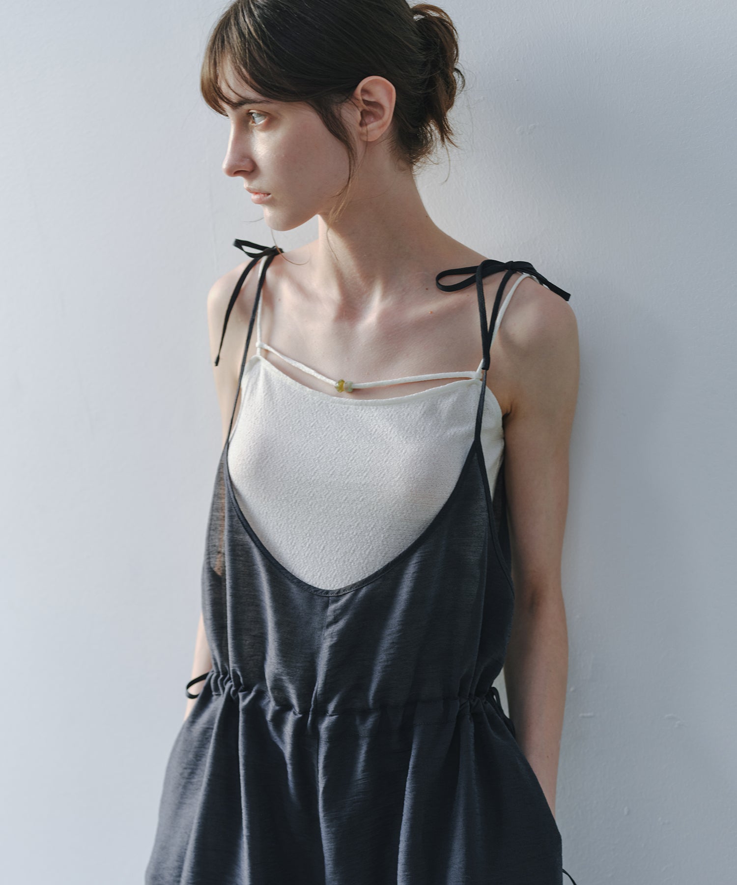 「8月中旬~下旬出荷」Wool Silk Beaded Strap Camisole