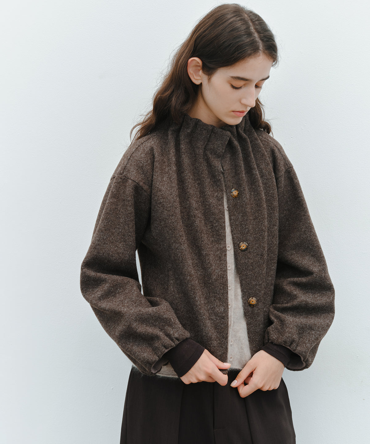 「10月下旬出荷予定」Wool-Like Balloon Flare Skirt