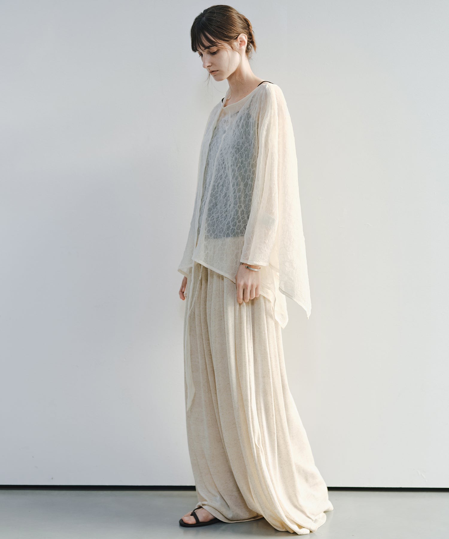 「7月中旬~下旬出荷」Linen Blend Gathered Wide Pants