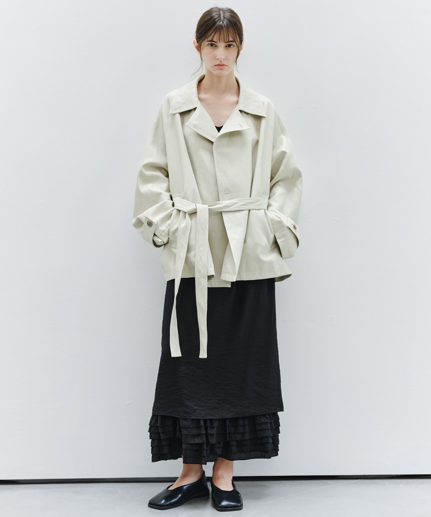 「9月下旬出荷予定」Layered Frill Hem Easy Long Skirt
