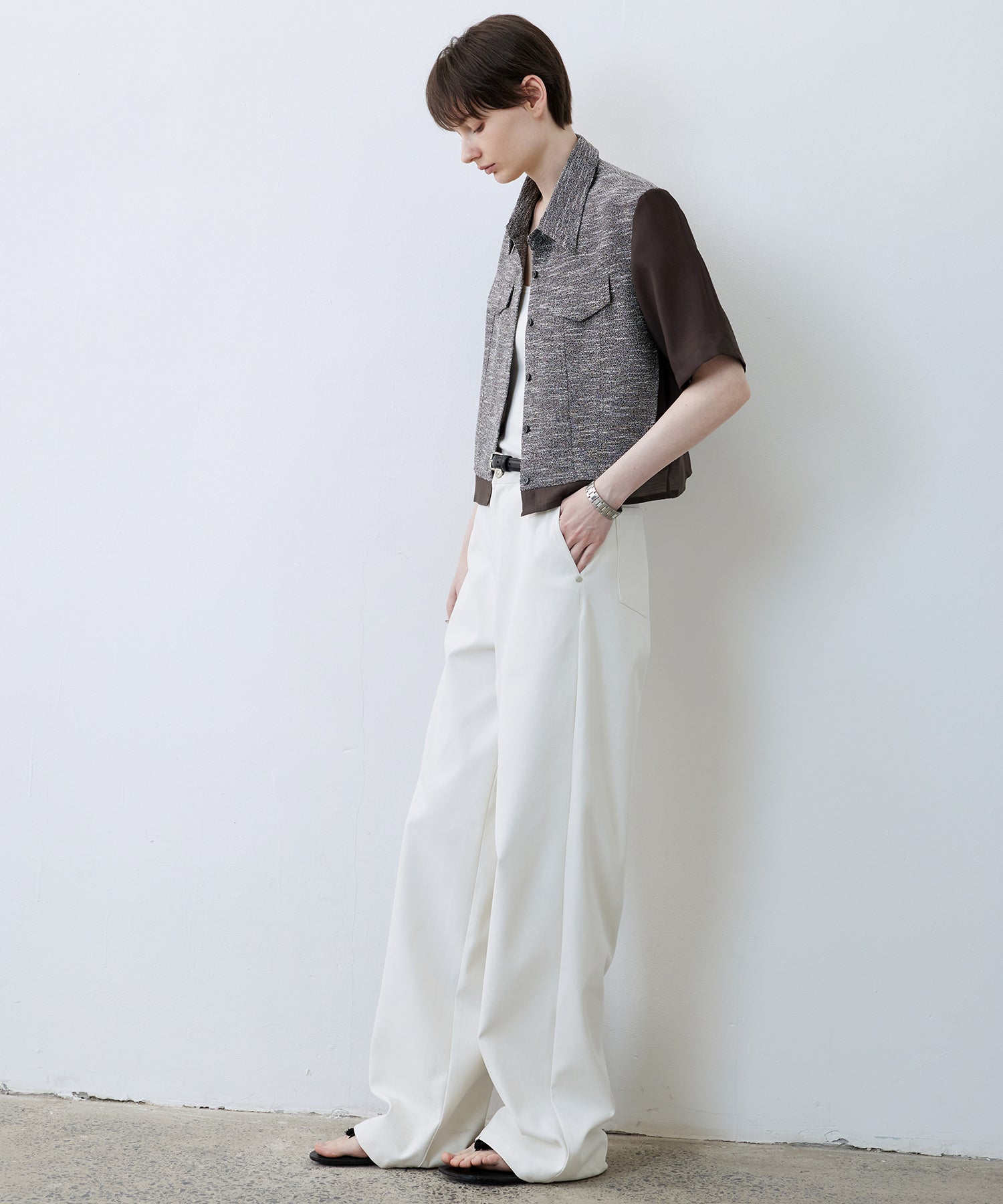 Textured Combo Cropped Shirt