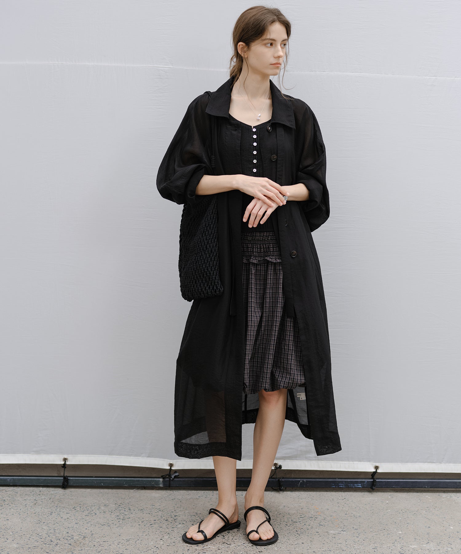 Silk Blend Sheer Long Coat