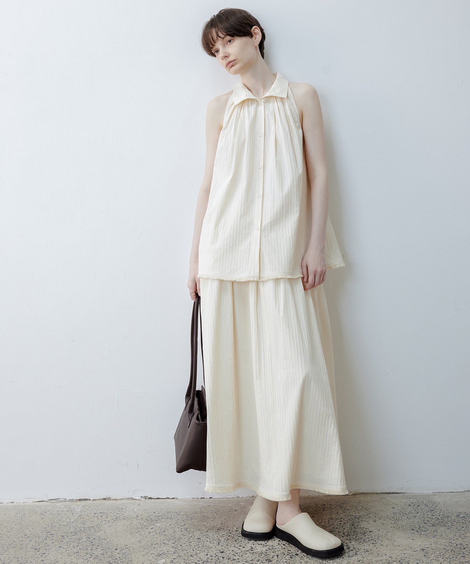 Textured Jacquard Fringe Hem A-Line Skirt