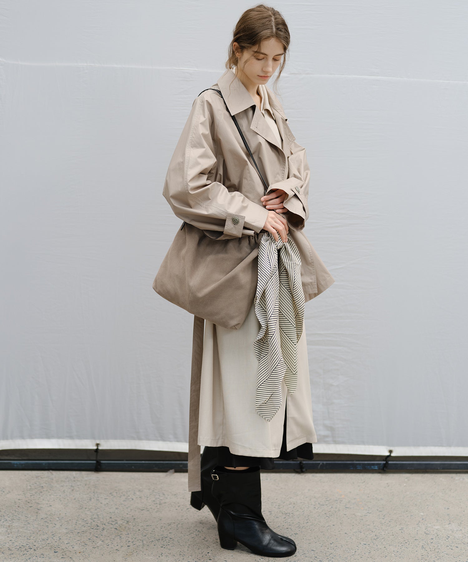 "Shipping from late February to early March" Belted Cropped Trench Jacket